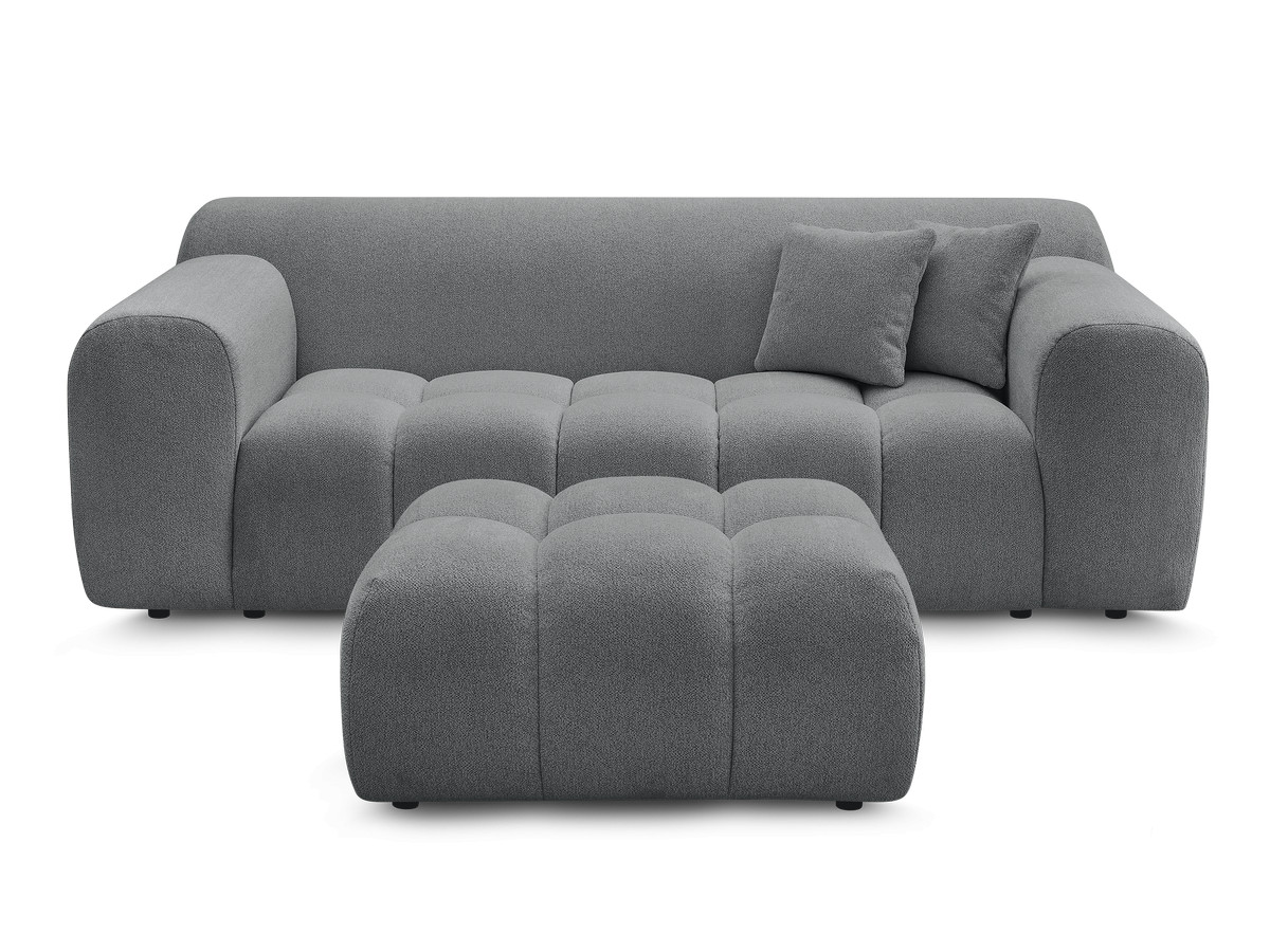Bobochic Melisse Sofa 2-Sitzer mit Pouf Melange-Stoff Dunkelgrau