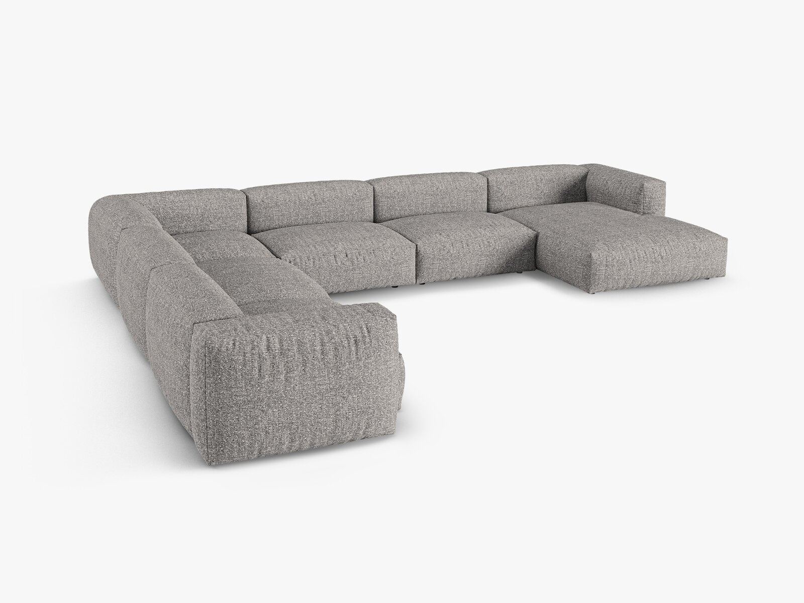 Micadoni modulares Ecksofa XL Martina 6-Sitzer 90cm Sitztiefe Links Boucle Monet Graphit