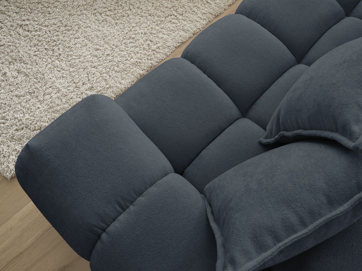 Bobochic Everest Ecksofa, 10 Kissen Strukturstoff Dunkelblau Ecke links