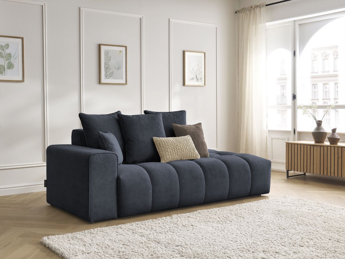 Bobochic Mont-blanc Sofa 4-Sitzer Samt Dunkelblau Armlehne links