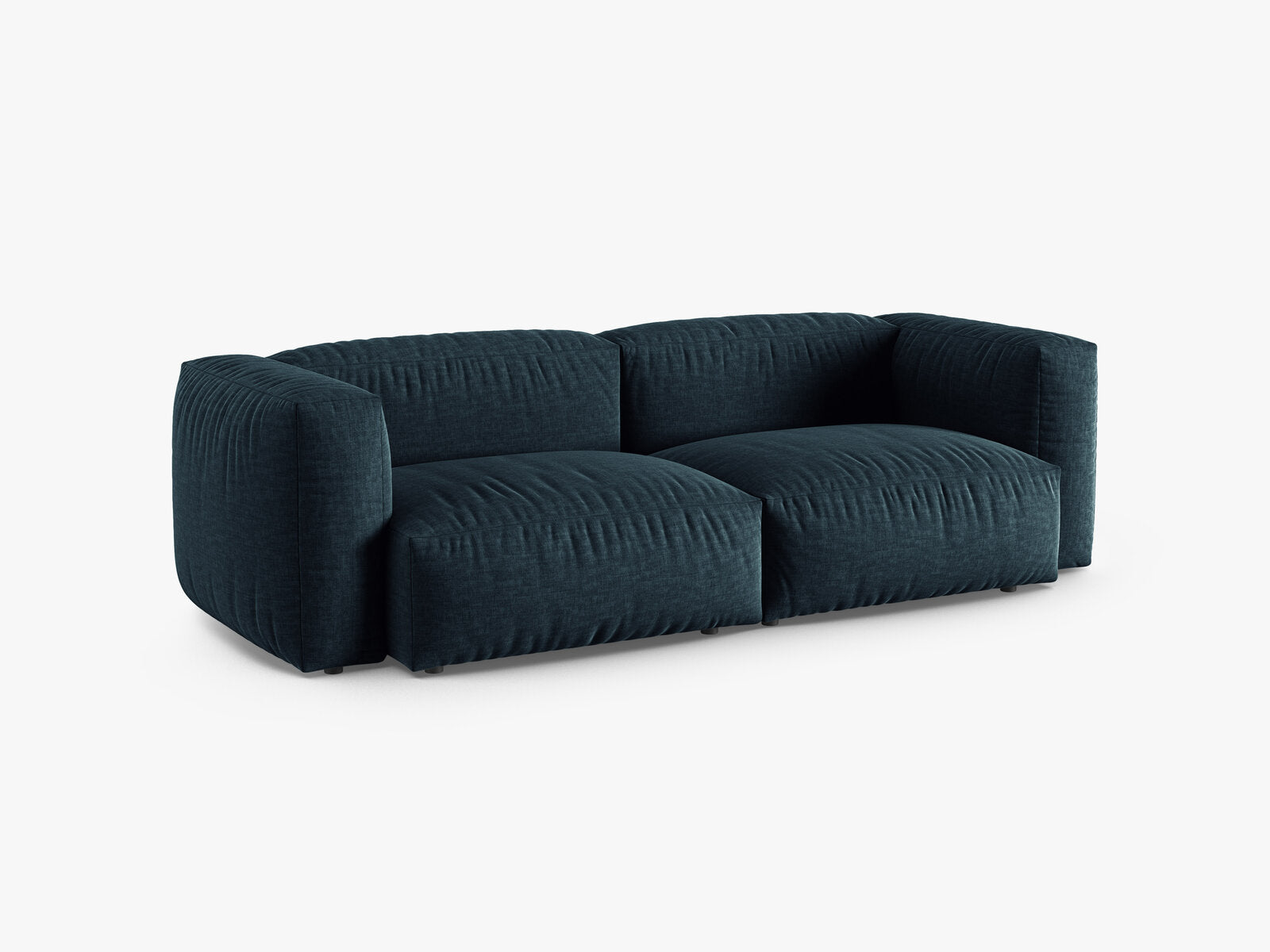 Micadoni Sofa Martina 3-Sitzer 90cm Sitztiefe Strukturierter Stoff Boston Jeansblau