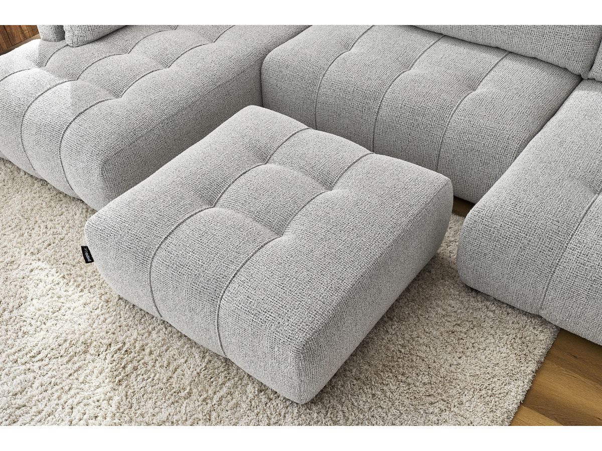 Bobochic Arsene Wohnlandschaft mit Pouf Melange-Stoff Hellgrau Ecke rechts
