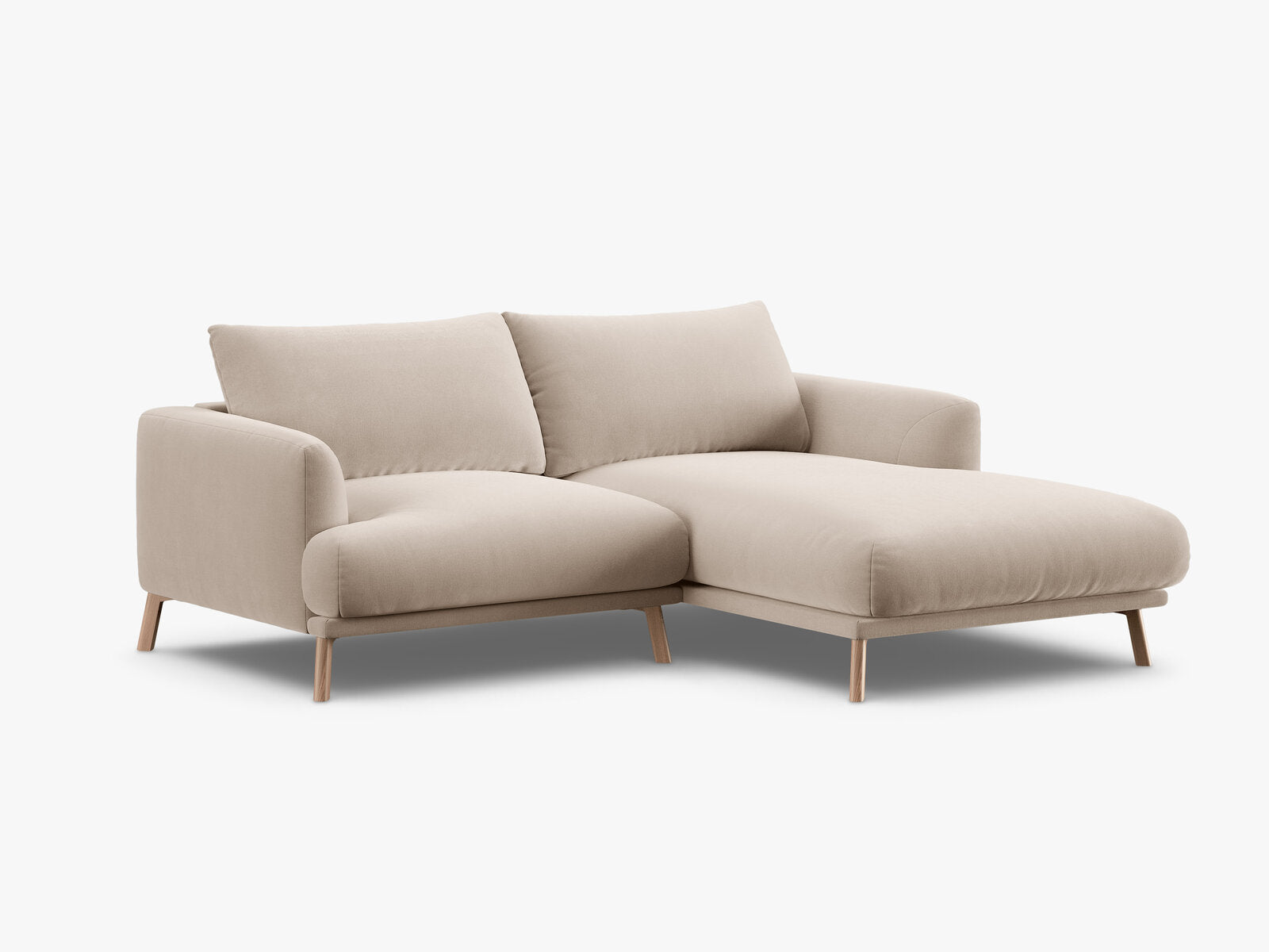 Micadoni Ecksofa Naomi 3-Sitzer kleine Version Rechts Samt Salvador Beige