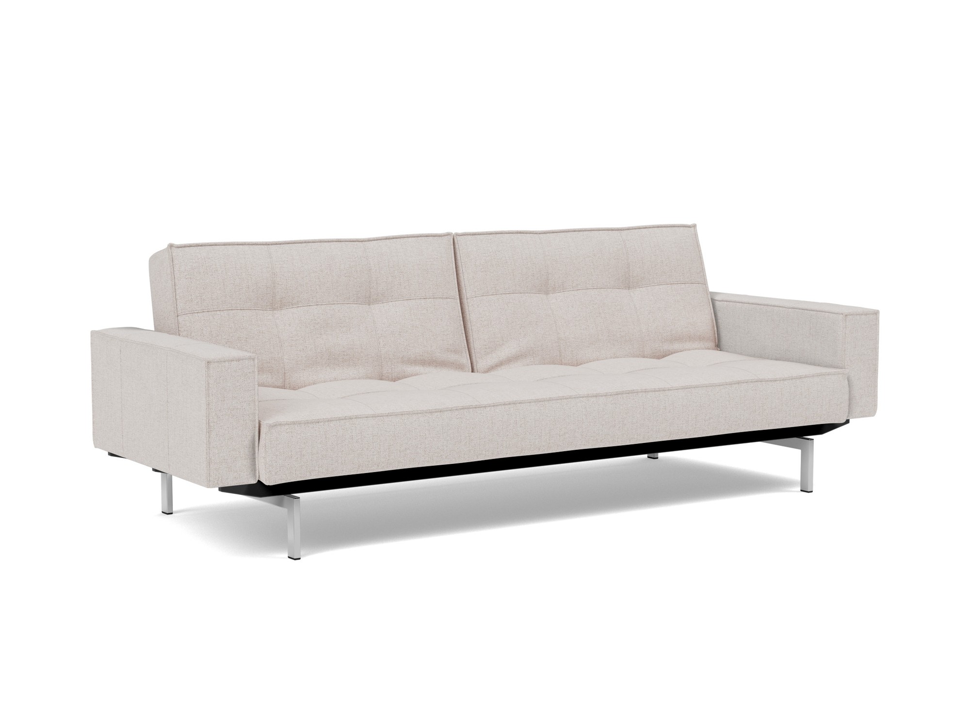 Schlafsofa Splitback mit Armlehnen Strukturierter Stoff Weda 300-Weda-Sand Beine Chrom