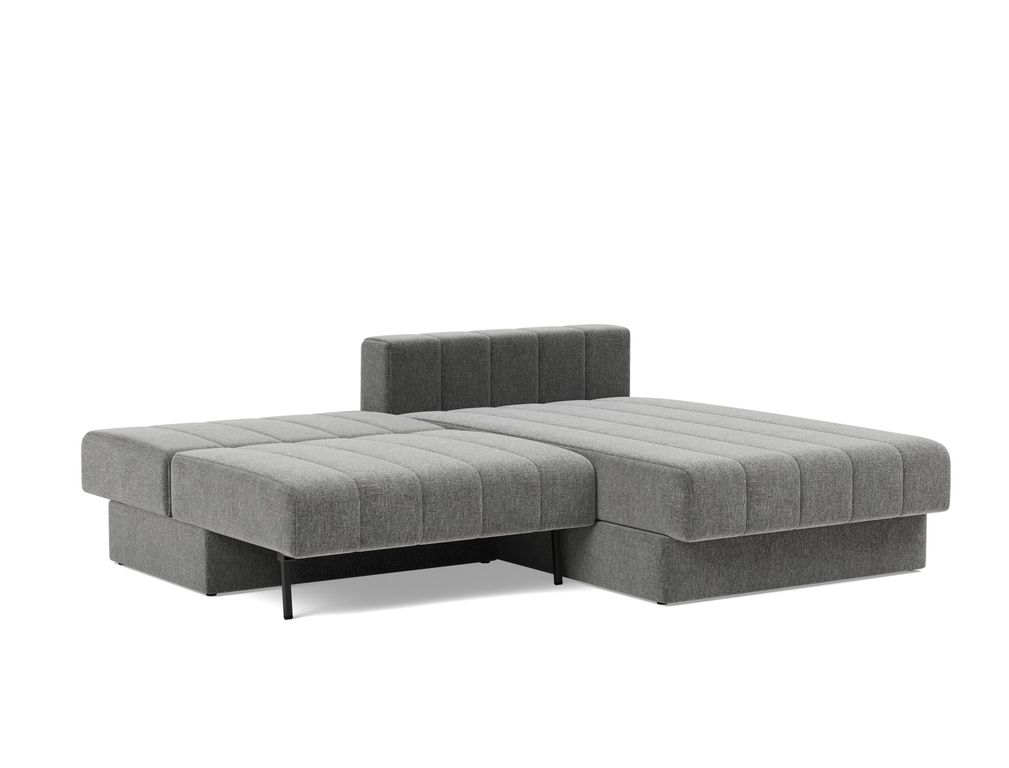 Schlafsofa Akello mit Chaiselongue Strukturierter Stoff Twist 563-Charcoal