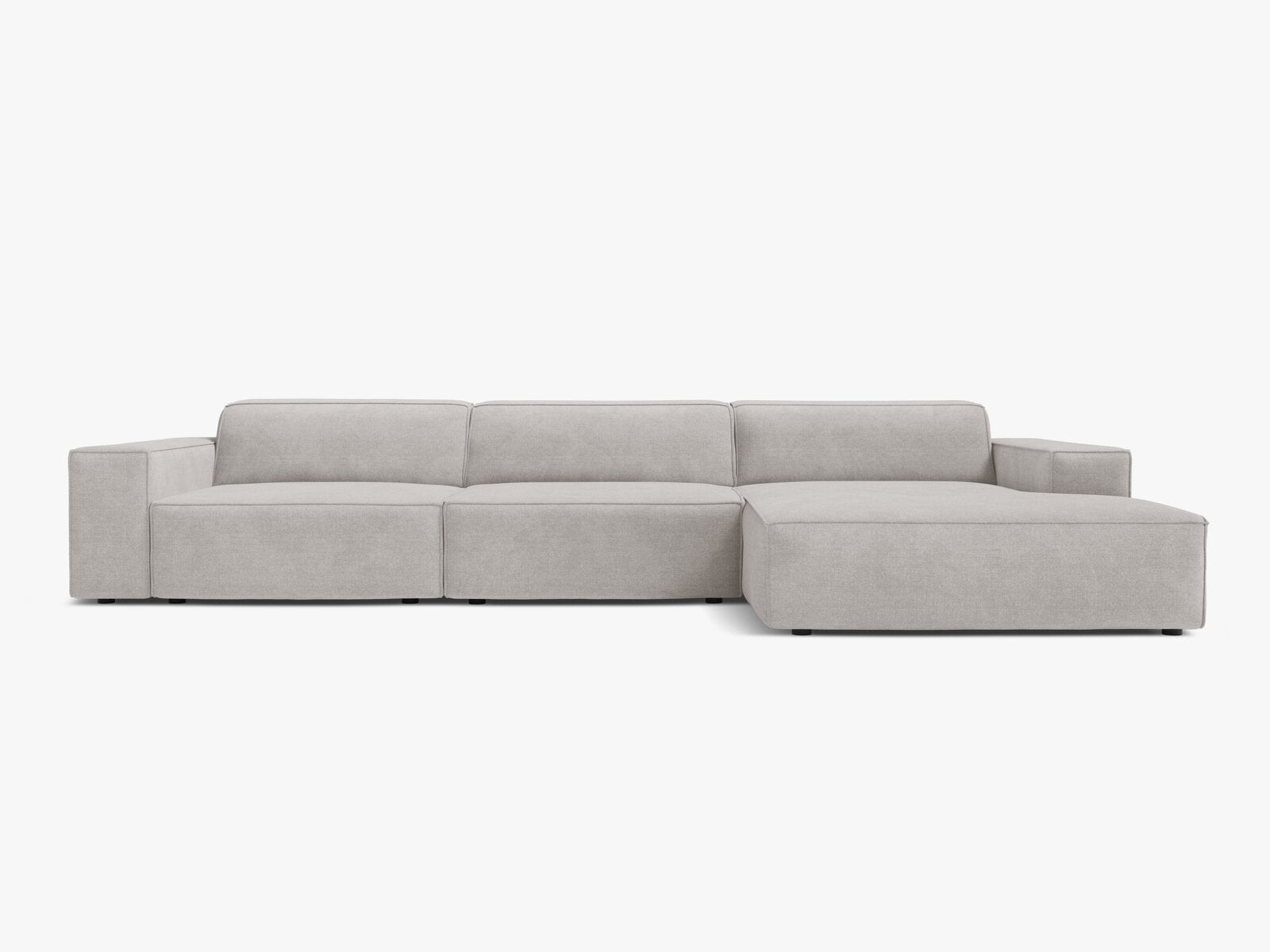 Micadoni Ecksofa Jodie 4-Sitzer Strukturierter Stoff Liberty Hellgrau Rechts
