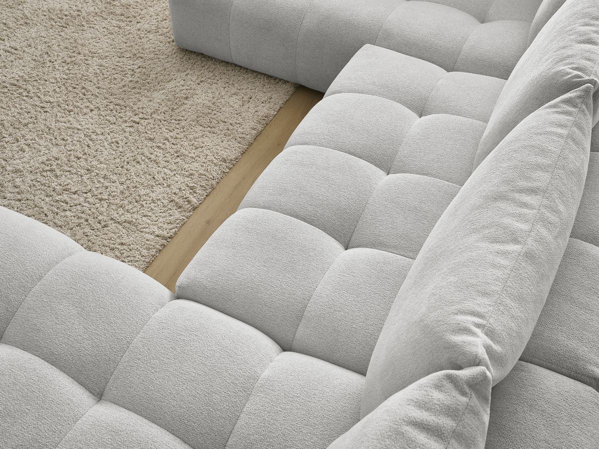 Bobochic Everest Wohnlandschaft, 6 Kissen Melange-Stoff Hellgrau Ecke rechts