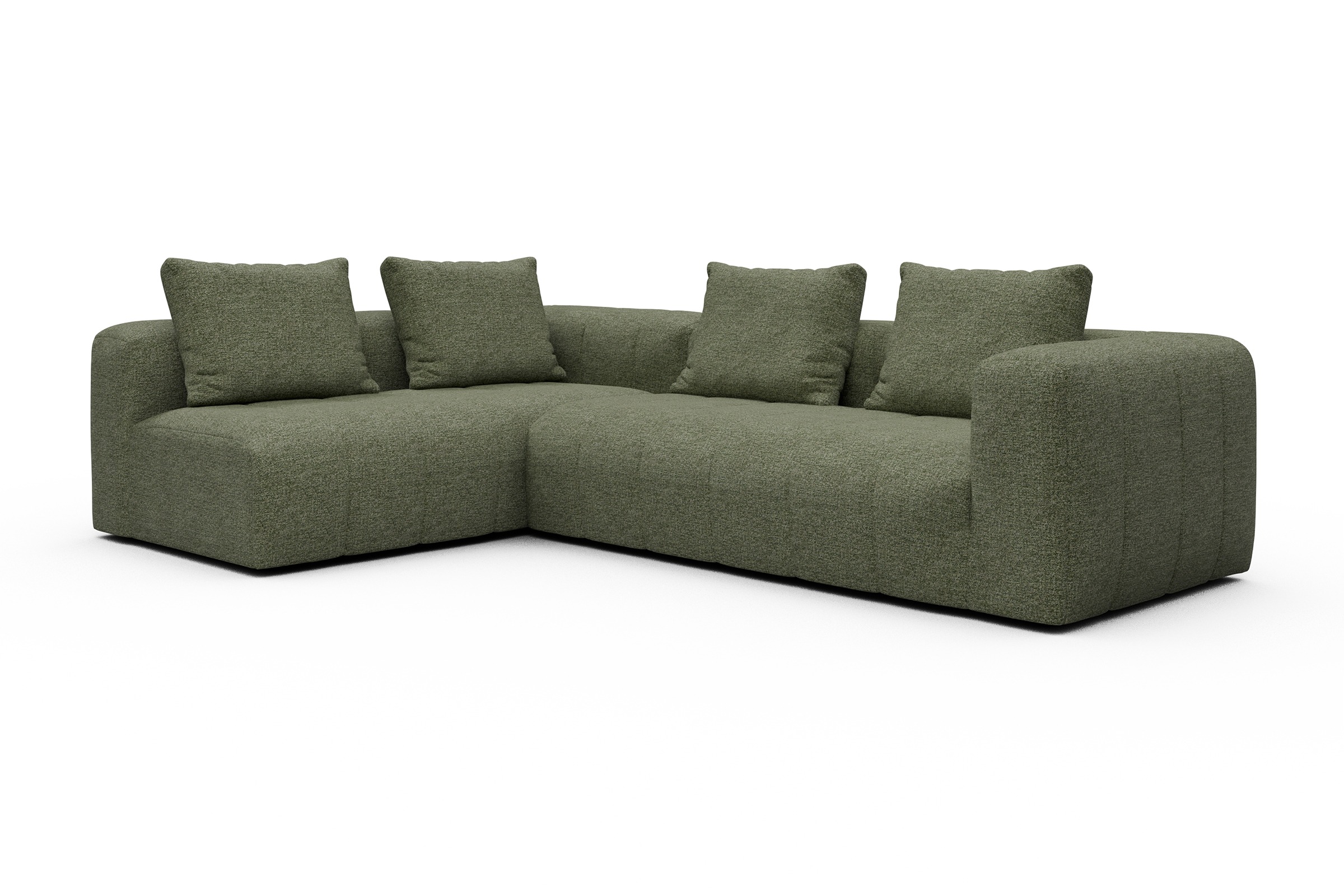 Ecksofa Hugo 2x 2,5-Sitzer Armlehne rechts Carreno-Vivid-Green
