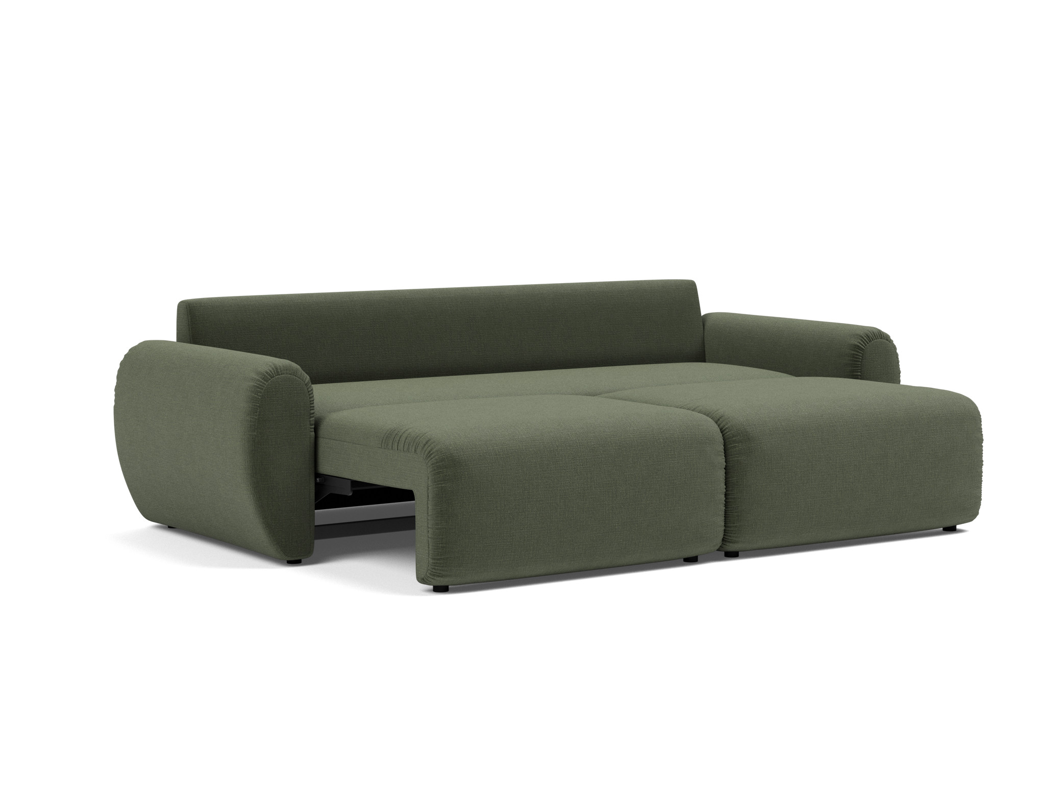 Schlafsofa Norum mit Curve-Armlehnen Chenille Esina 413-Olive-Green