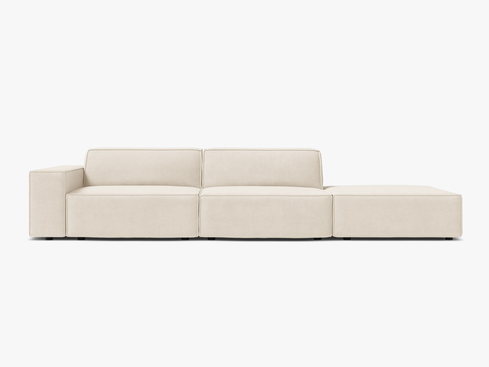 Micadoni Sofa Jodie 3-Sitzer Rechts Samt Bluvel Helles Beige
