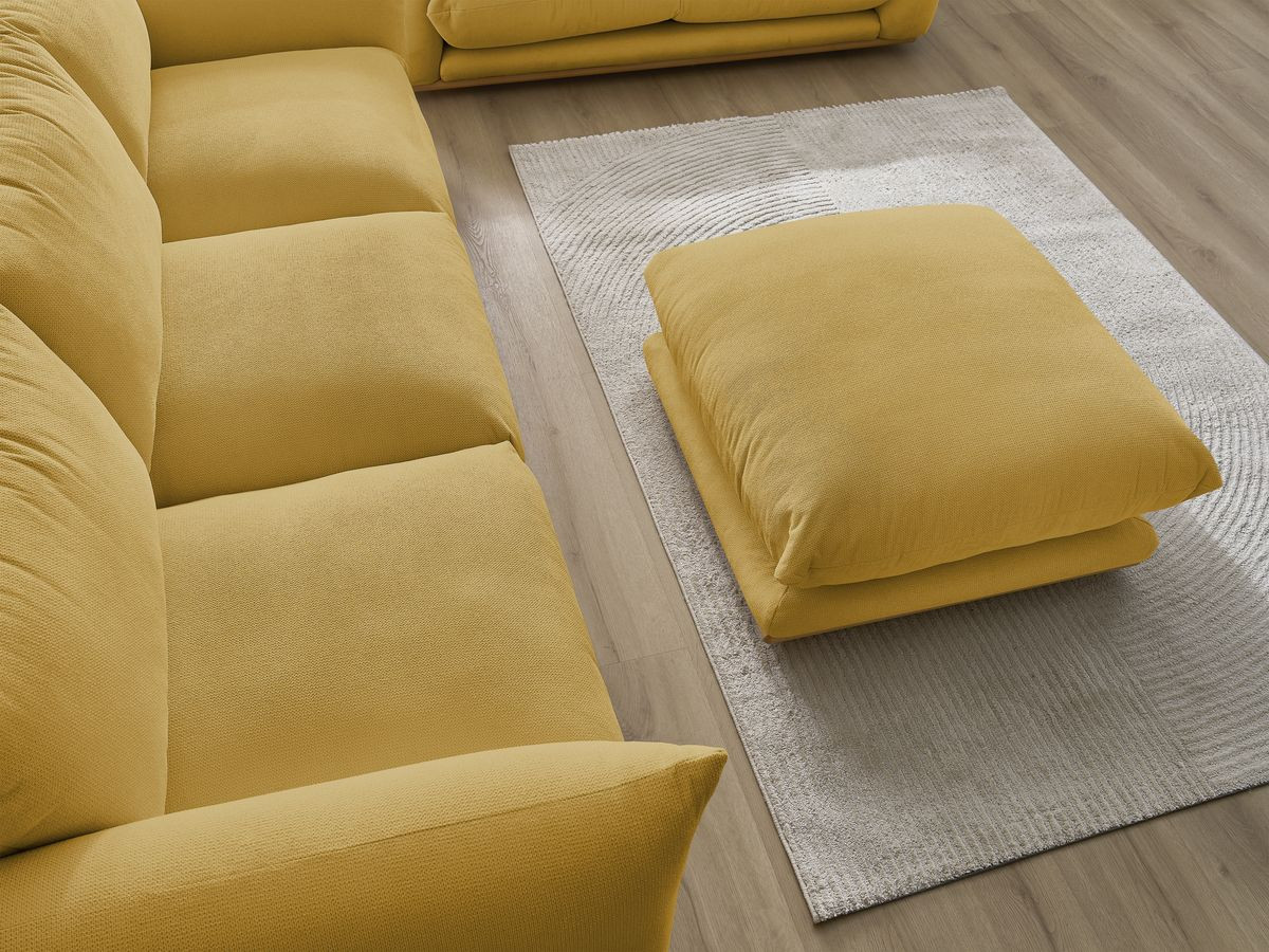 Bobochic Ernest Sofa 6-Sitzer mit Pouf Stoff Gelb