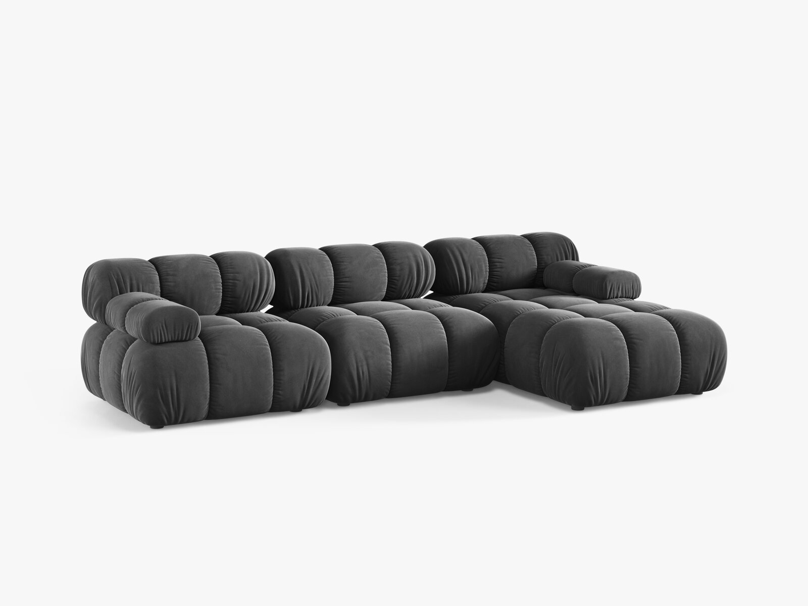 Micadoni Modulares Ecksofa Bellis 4-Sitzer Rechts Samt Venus Grau