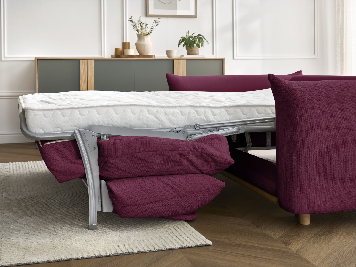 Bobochic Ernest Schlafsofa 3-Sitzer, Liegefläche 190 × 140 / 160 cm Stoff Rot, Liegefläche 160 × 190 cm