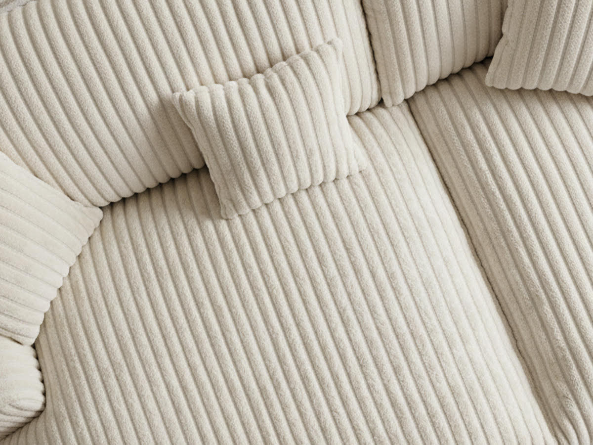 Bobochic Belem Sofa 3-Sitzer Breitcord weich Beige