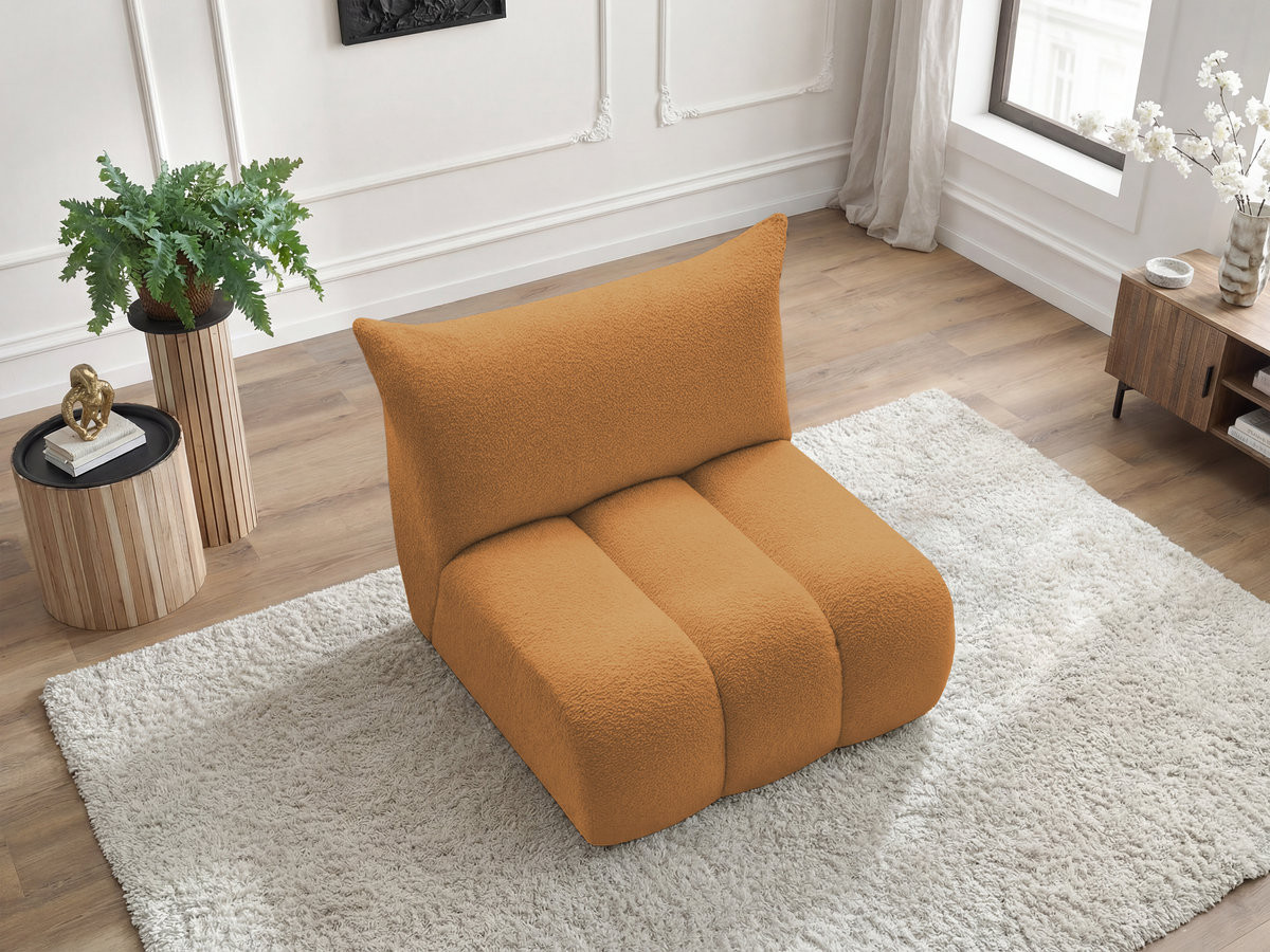 Bobochic Azra Sofamodul 1-Sitzer 90 × 112 cm Bouclé-Stoff Gelb