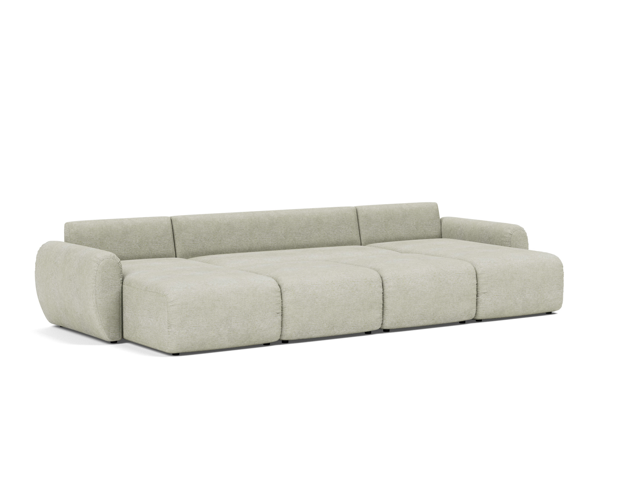 Schlafsofa Norum U-Form mit Curve-Armlehnen Flachgewebe Avella 280-Sand