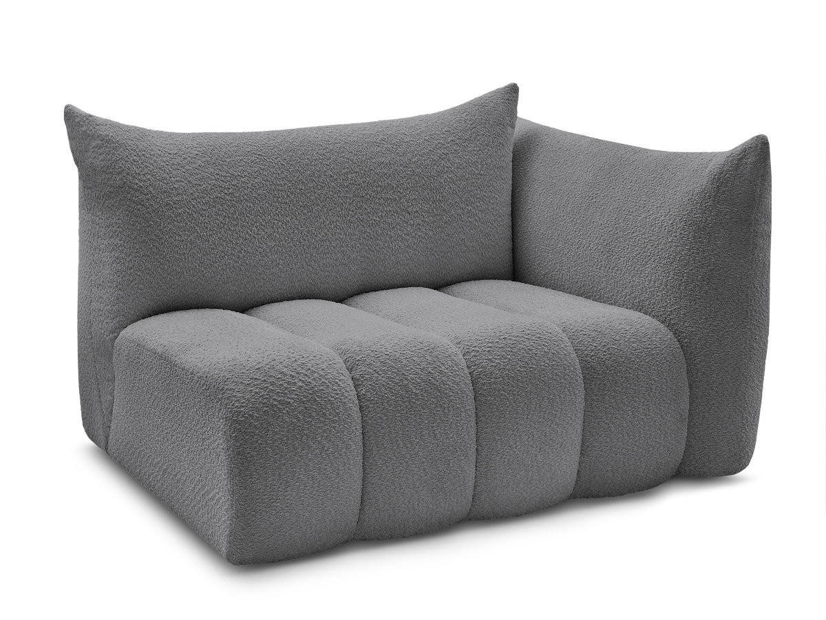 Bobochic Azra Sofamodul 2-Sitzer 143 × 112 cm Bouclé-Stoff Dunkelgrau Ecke rechts