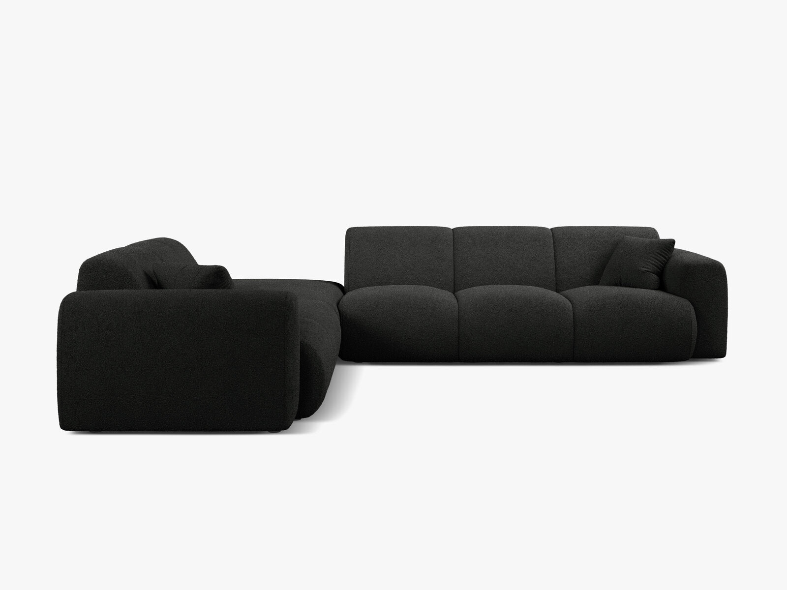 Micadoni Ecksofa Molino 6-Sitzer Links Boucle Baloo Schwarz