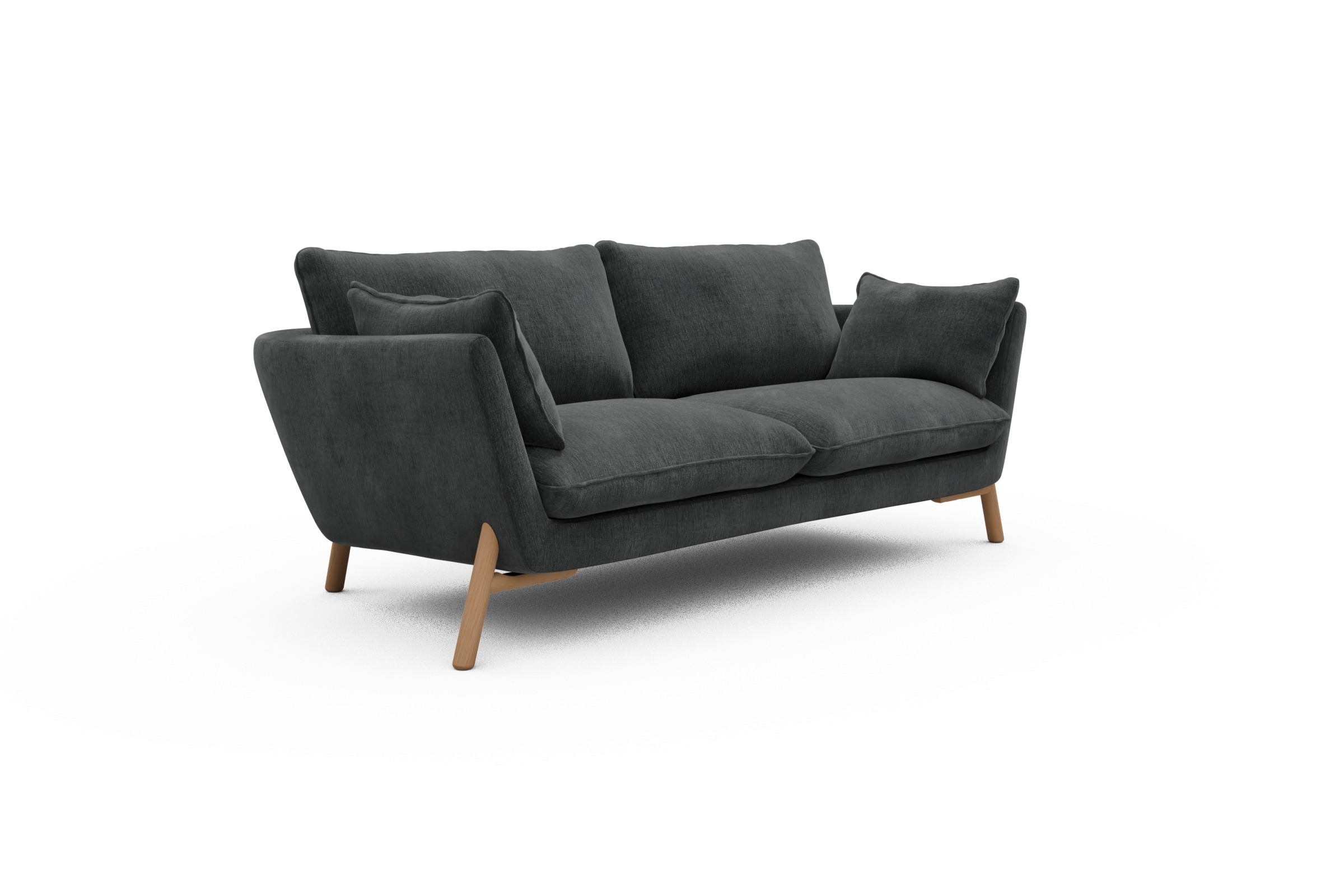 Sofa Emil 2-Sitzer Beinfarbe Eiche Natur Smooth-Deep-Warm-Grey