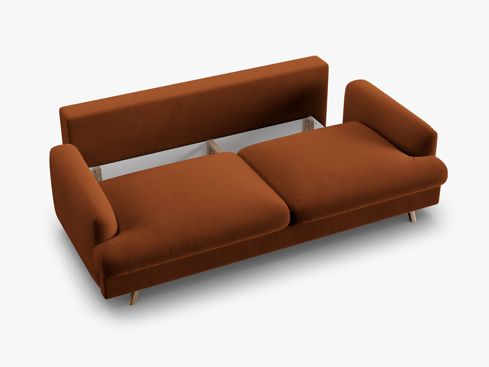 Micadoni Naomi Schlafsofa 3-Sitzer mit Bettkasten Samt Salvador Terrakotta