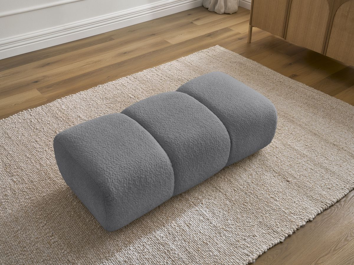 Bobochic Pamira Pouf Bouclé-Stoff Dunkelgrau