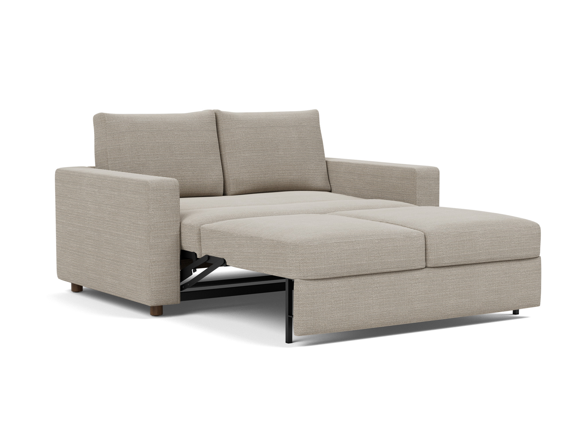 Schlafsofa Neah mit Standard-Armlehnen 140 Strukturierter Stoff Kenya 579-Gravel