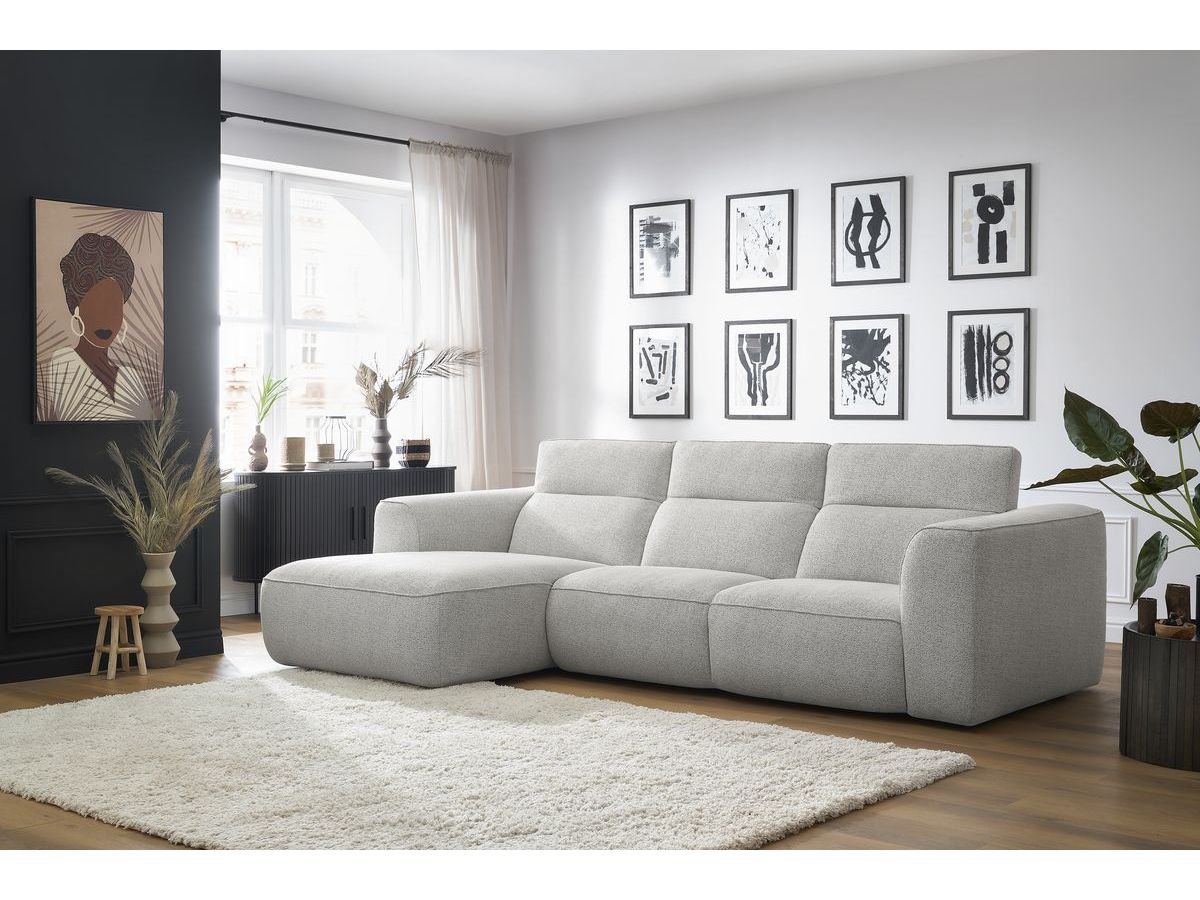 Bobochic William Ecksofa Melange-Stoff Weiß Ecke links
