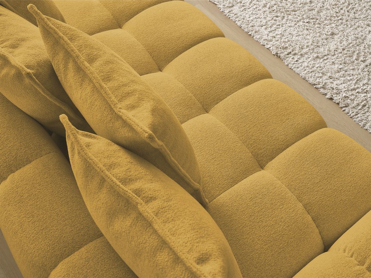 Bobochic Everest Sofa 3-Sitzer, 5 Kissen Melange-Stoff Gelb