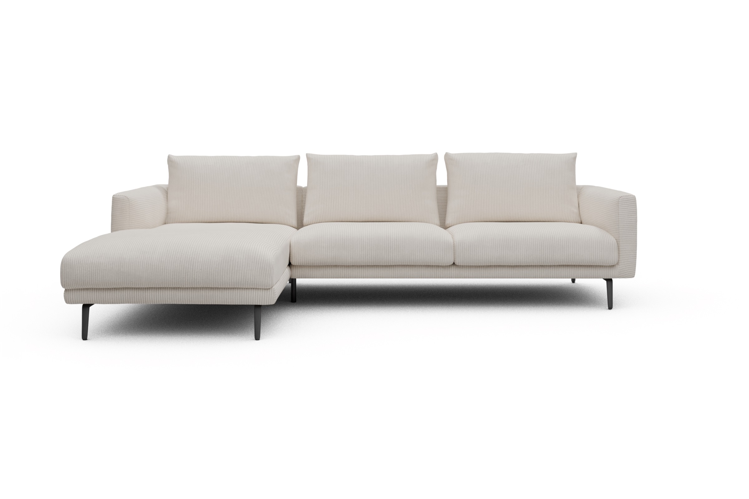Skandi Home Ecksofa Karl Chaiselongue links mit 2,5-Sitzer Corduroy-Ivory moebelfaktor