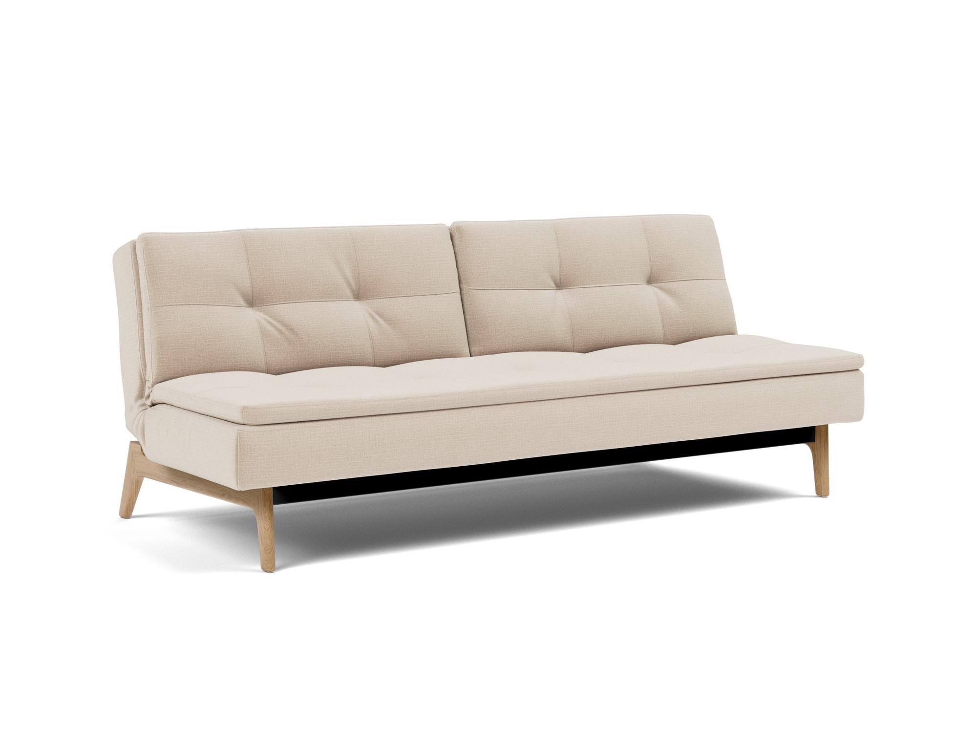 Schlafsofa Dublexo Chenille Esina 410-Almond-Beige Beine Eiche