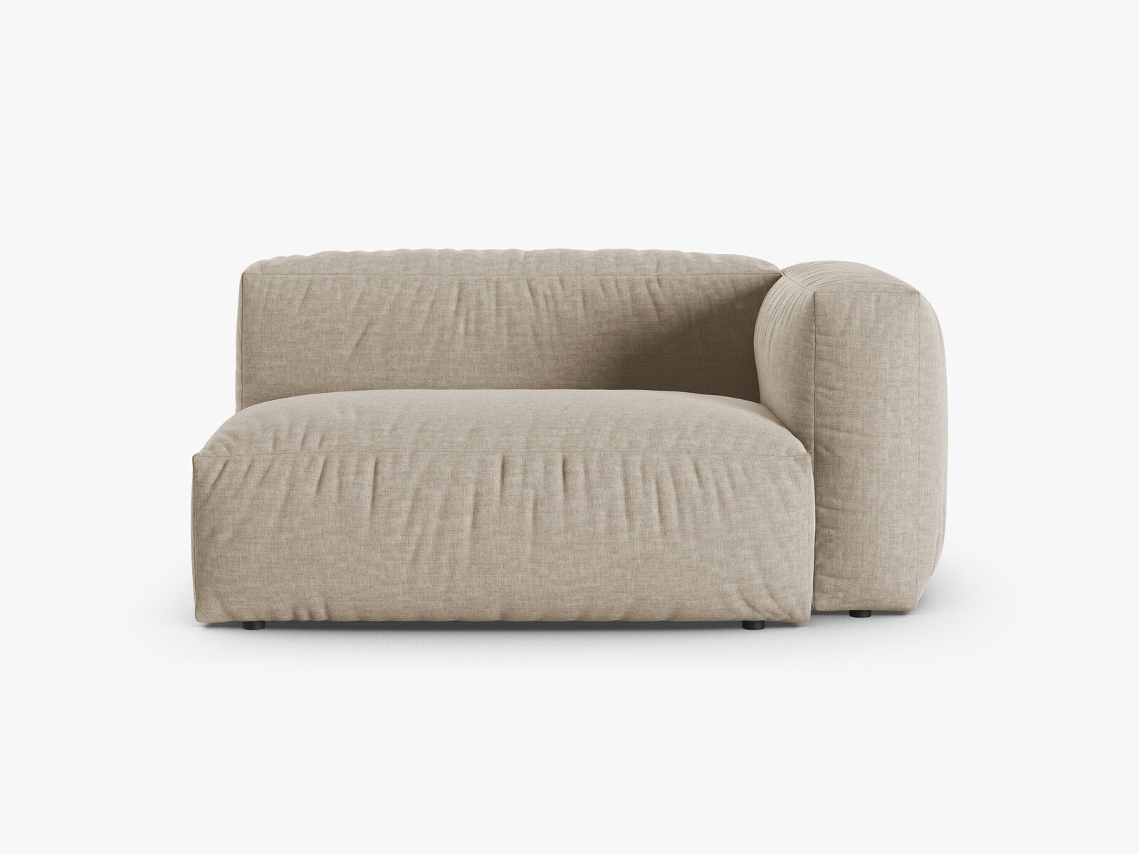 Micadoni Eckmodul mit Armlehne Martina 1-Sitzer Groß 90cm Sitztiefe Rechts Strukturierter Stoff Boston Helles Beige
