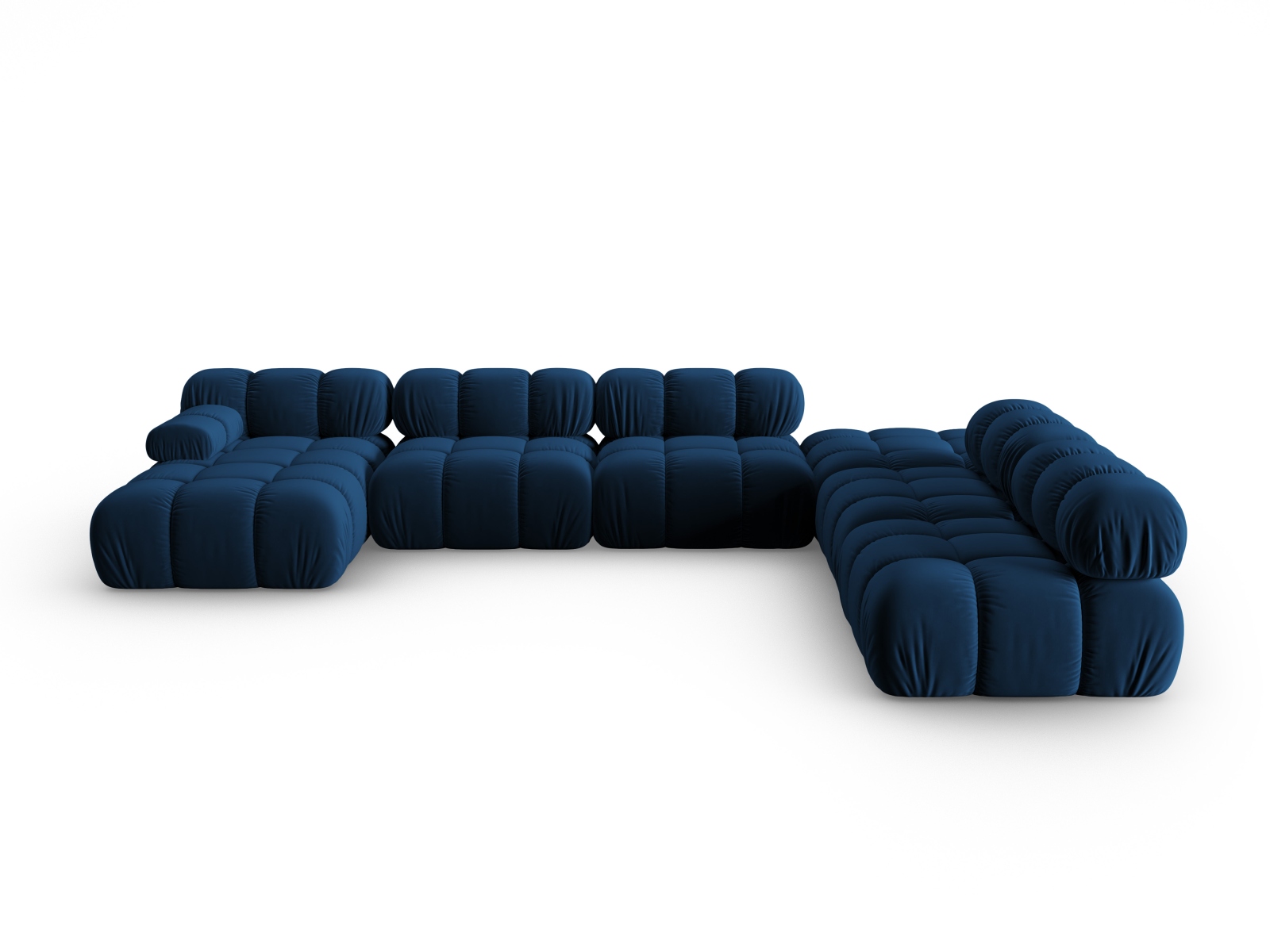Micadoni Modulares Panorama Ecksofa Bellis 7-Sitzer Rechts Samt Bluvel Königsblau