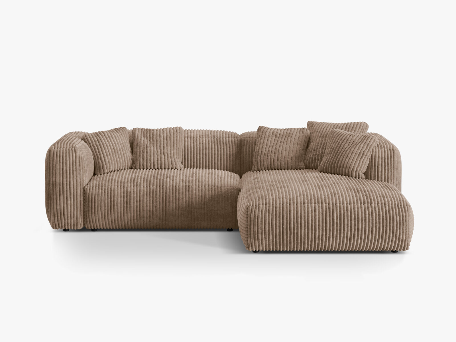 Micadoni Ecksofa Martina 2-Sitzer Rechts Kord Tilia Eichel