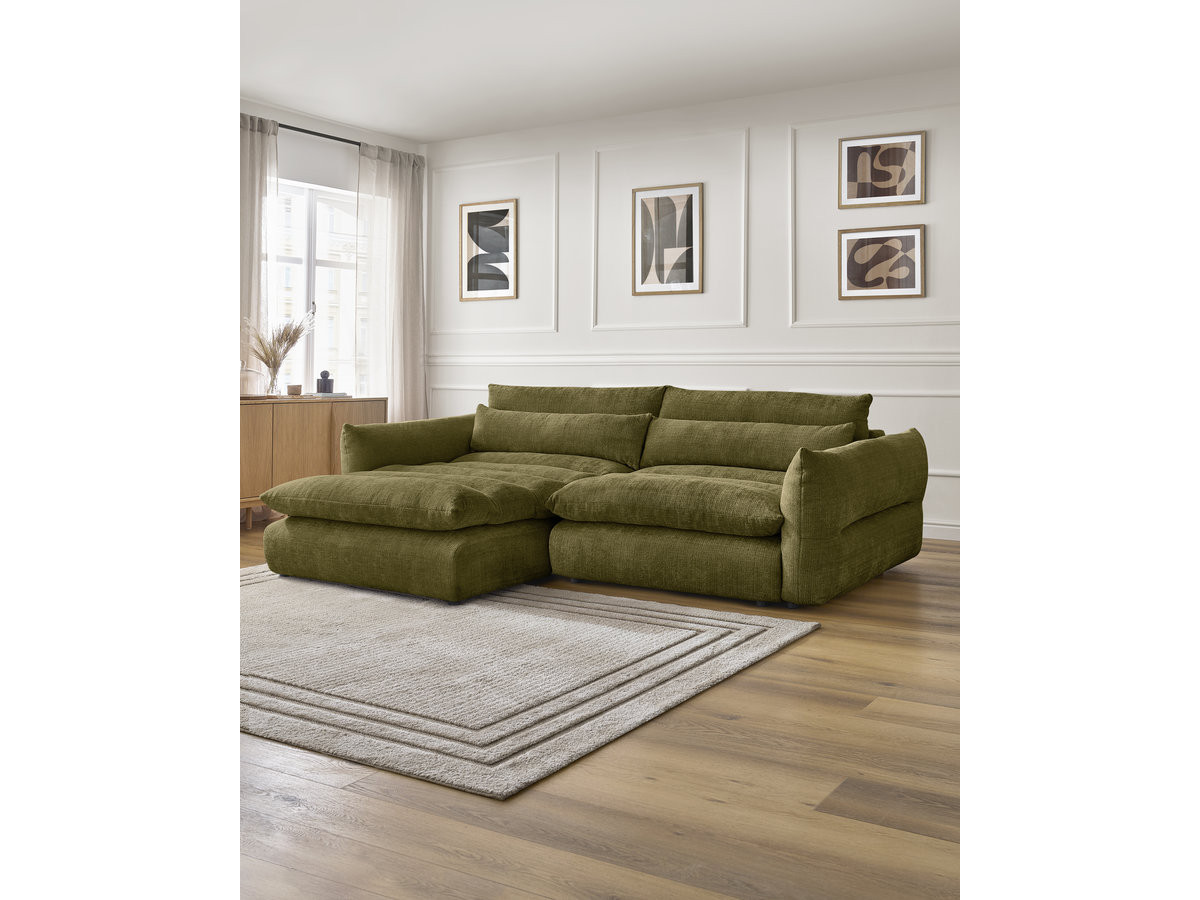Bobochic Neil Ecksofa Strukturstoff Grün Ecke links