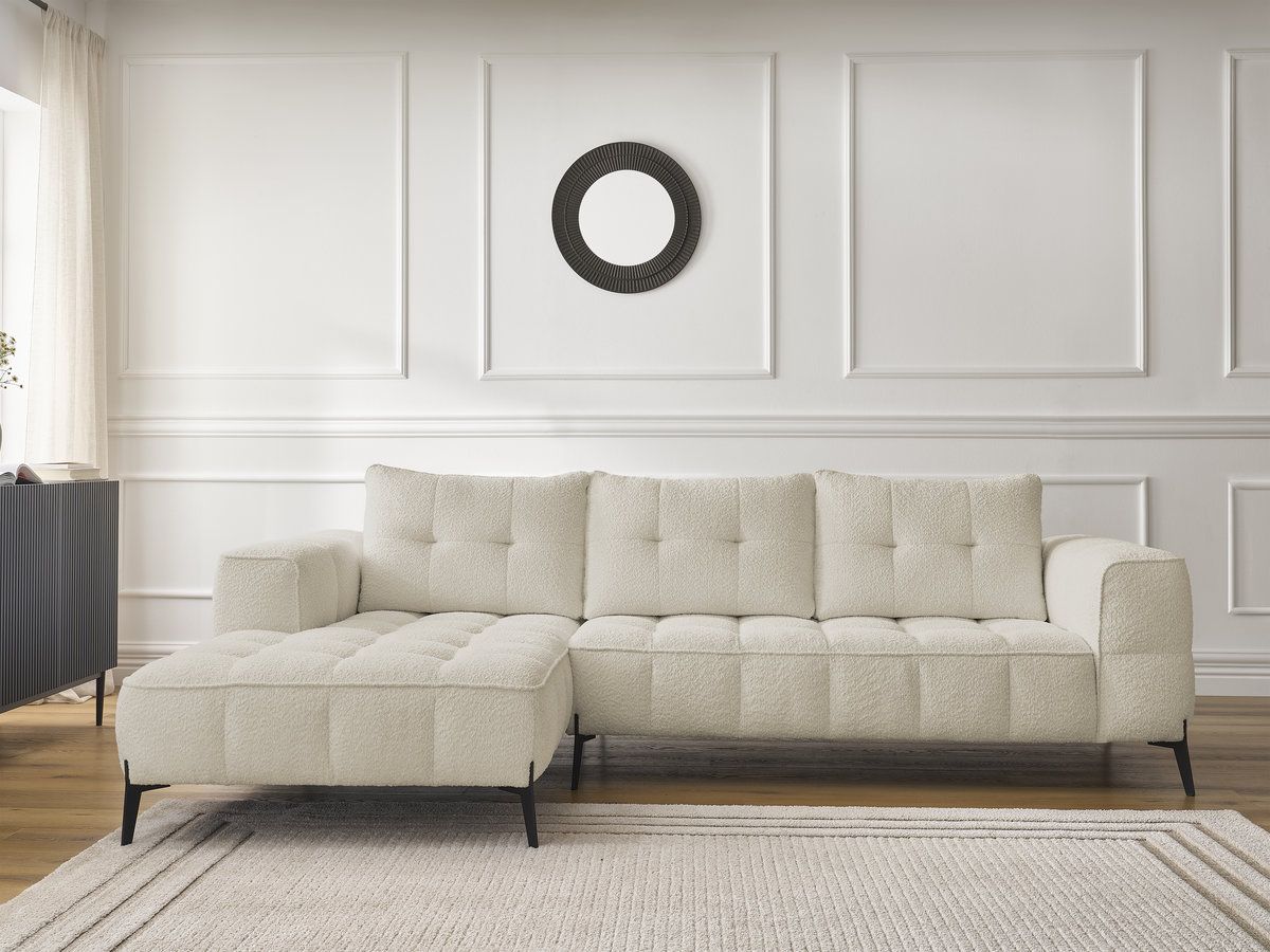 Bobochic Anis Ecksofa Bouclé-Stoff Beige Ecke links
