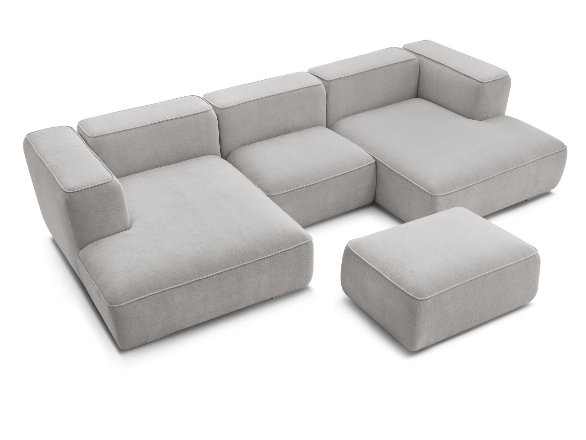 Bobochic Zephyr Wohnlandschaft mit Pouf Strukturstoff Hellgrau