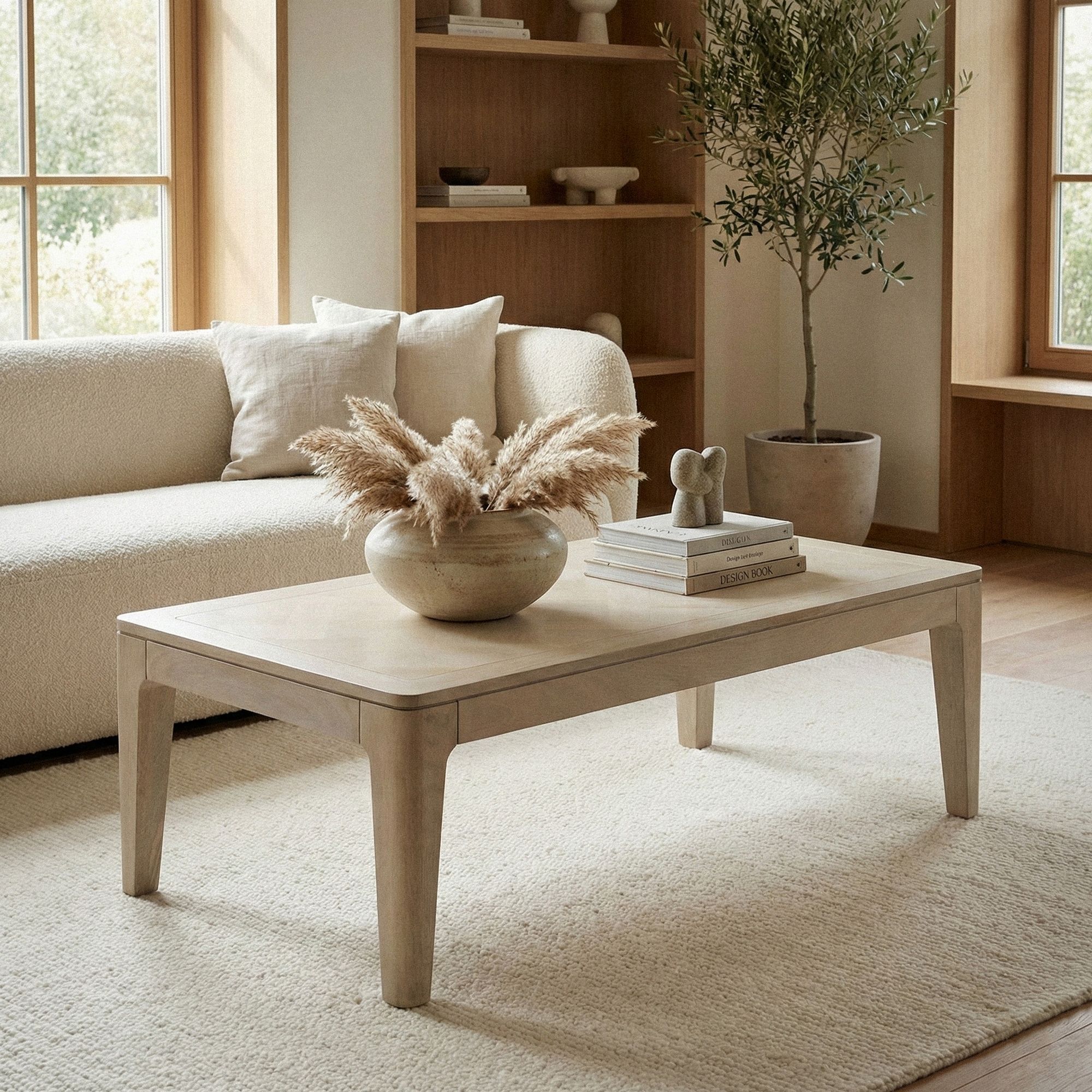 Couchtisch Snefjord Mango Massivholz Weiß 120 × 60 × 40 cm