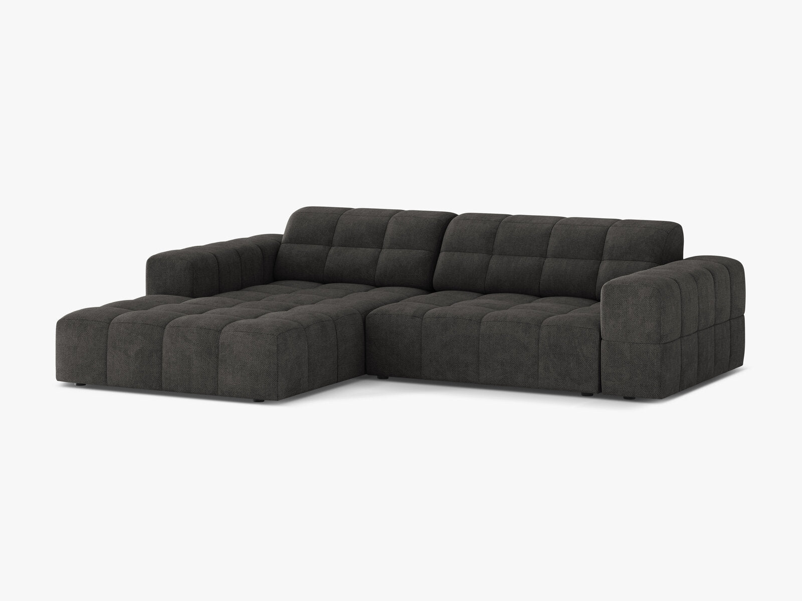 Micadoni Jennifer Ecksofa 4-Sitzer Links Chenille Eden Dunkelgrau