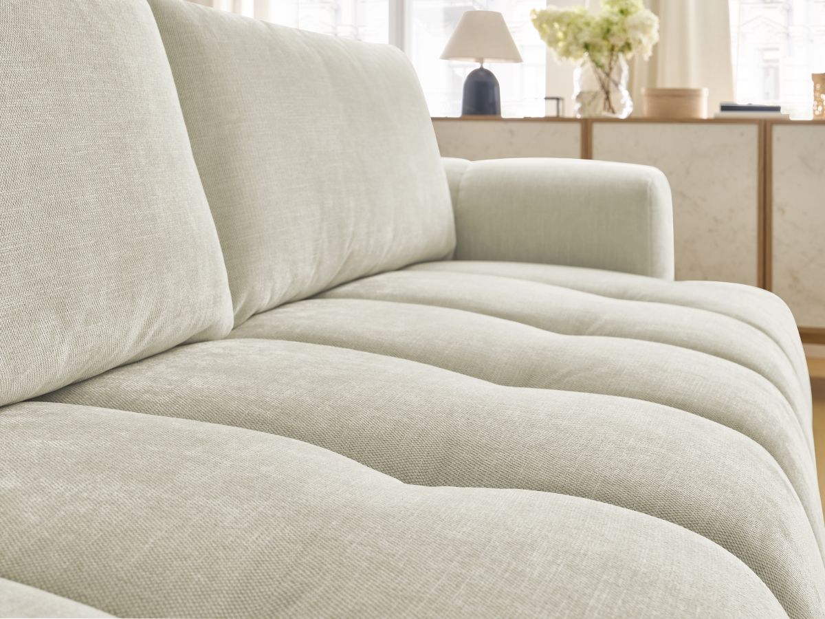 Bobochic Fuji Schlafsofa 3-Sitzer mit Bettkasten Stoff Beige