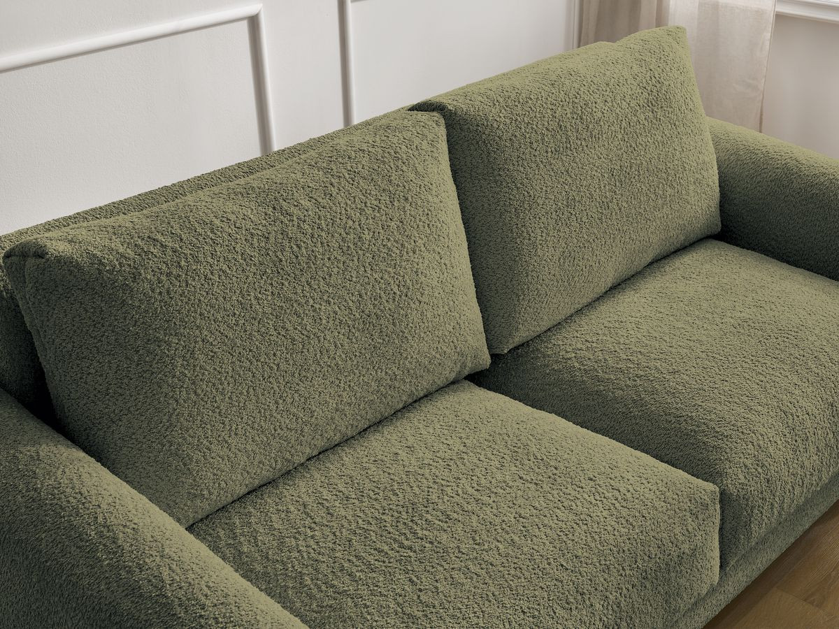 Bobochic Cocoone Schlafsofa 3-Sitzer Bouclé-Stoff Grün, Liegefläche 140 × 200 cm