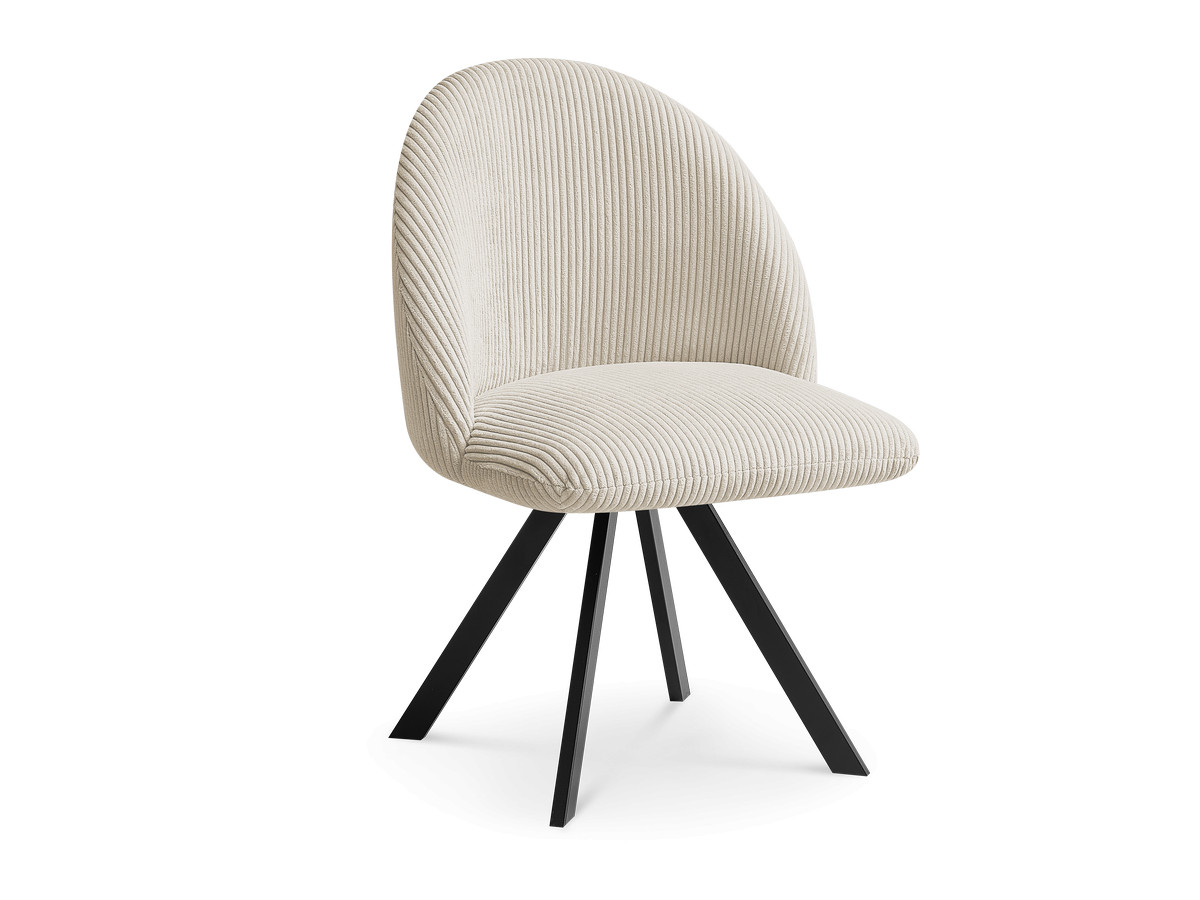 Bobochic Lalie Esszimmerstuhl mit Sternfuß Cordsamt Beige
