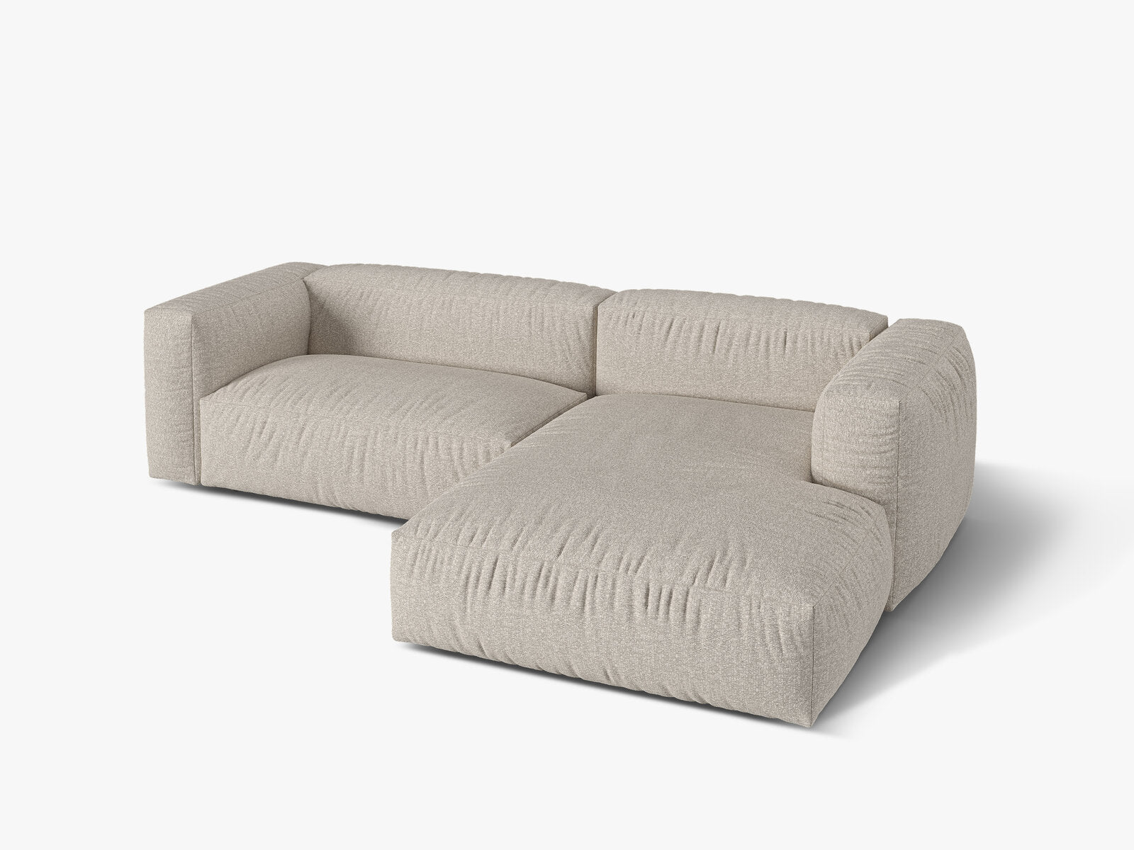 Micadoni Ecksofa Martina 2-Sitzer Rechts Boucle Monet Beige