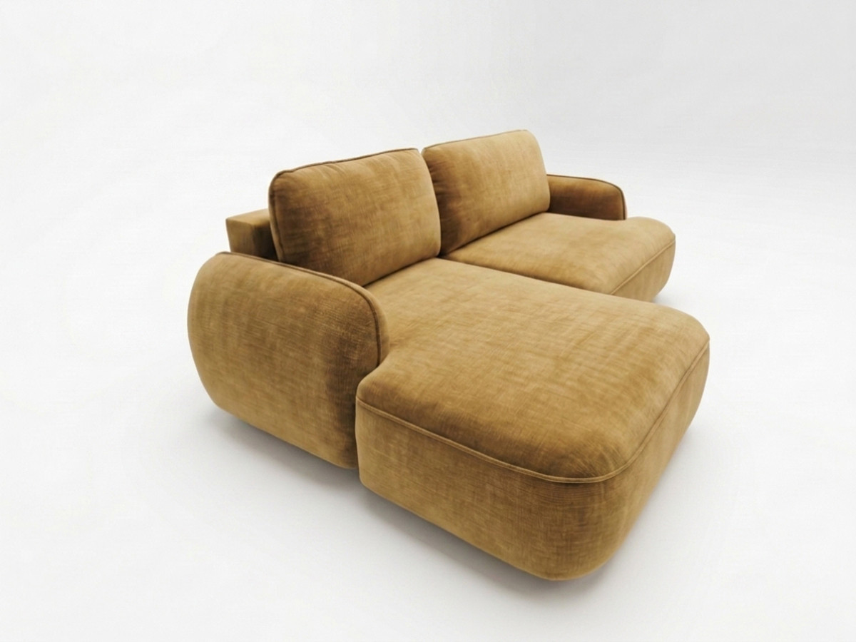 Bobochic Celeste Ecksofa mit Schlaffunktion und Bettkasten Stoff Gelb Ecke links