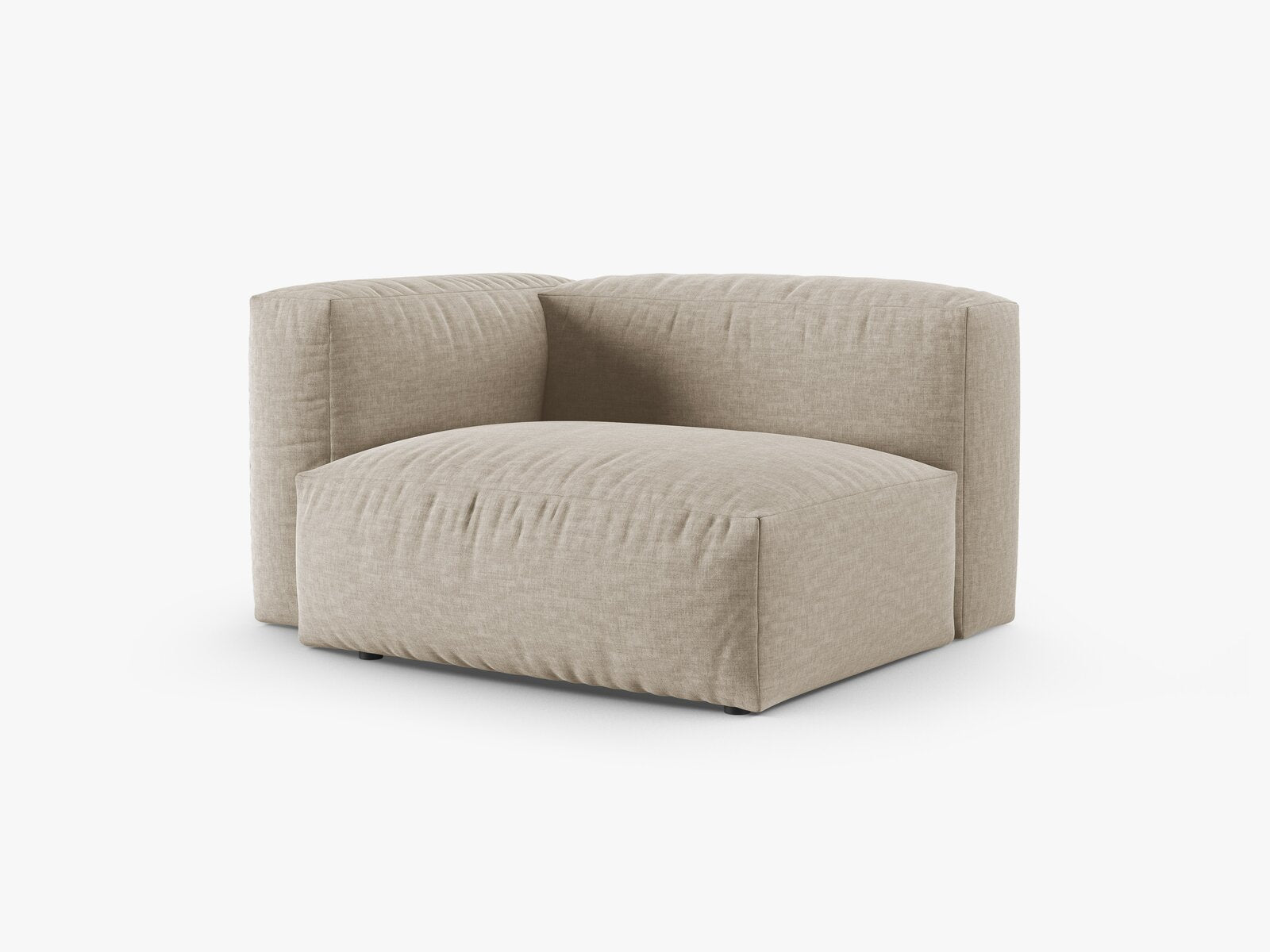 Micadoni Eckmodul mit Armlehne Martina 1-Sitzer 90cm Sitztiefe Links Strukturierter Stoff Boston Helles Beige
