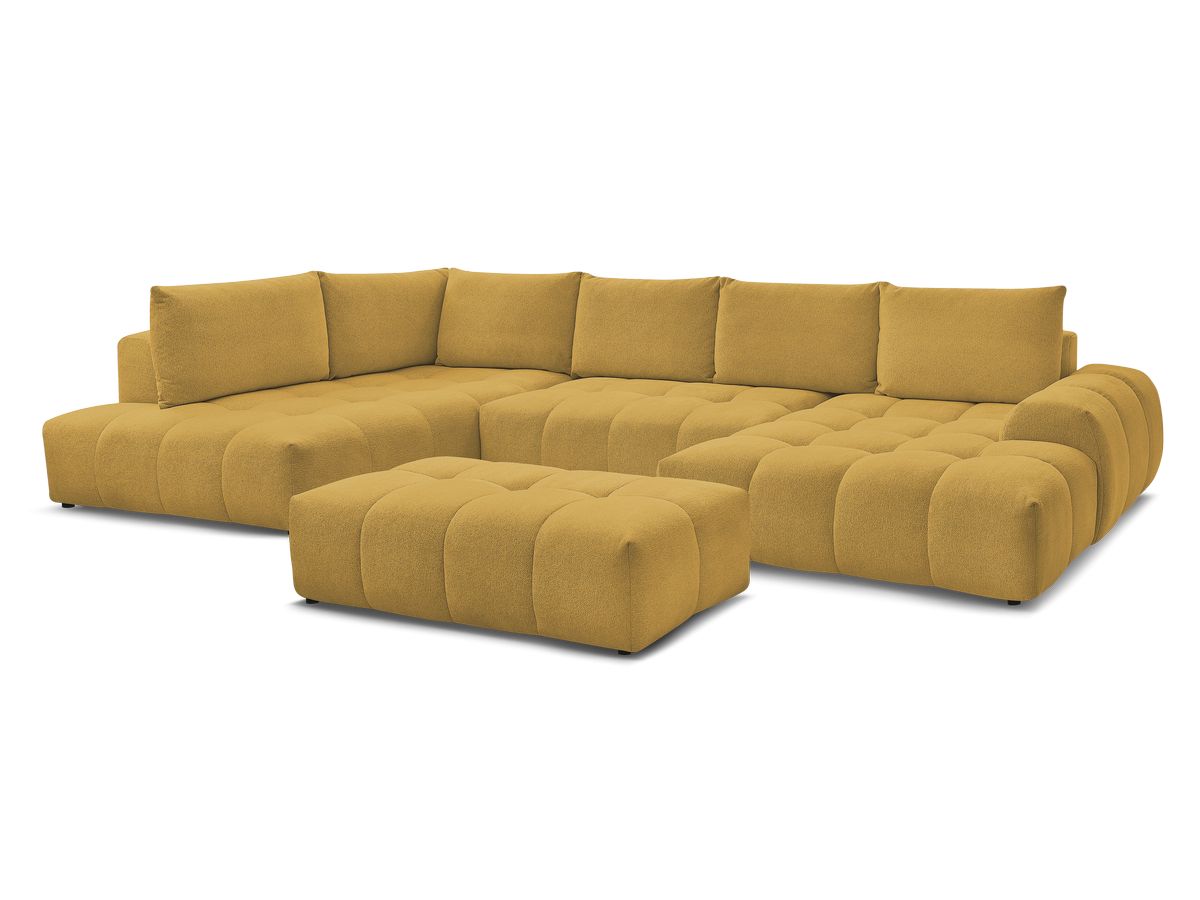Bobochic Everest Wohnlandschaft mit Pouf, 6 Kissen Melange-Stoff Gelb Ecke rechts