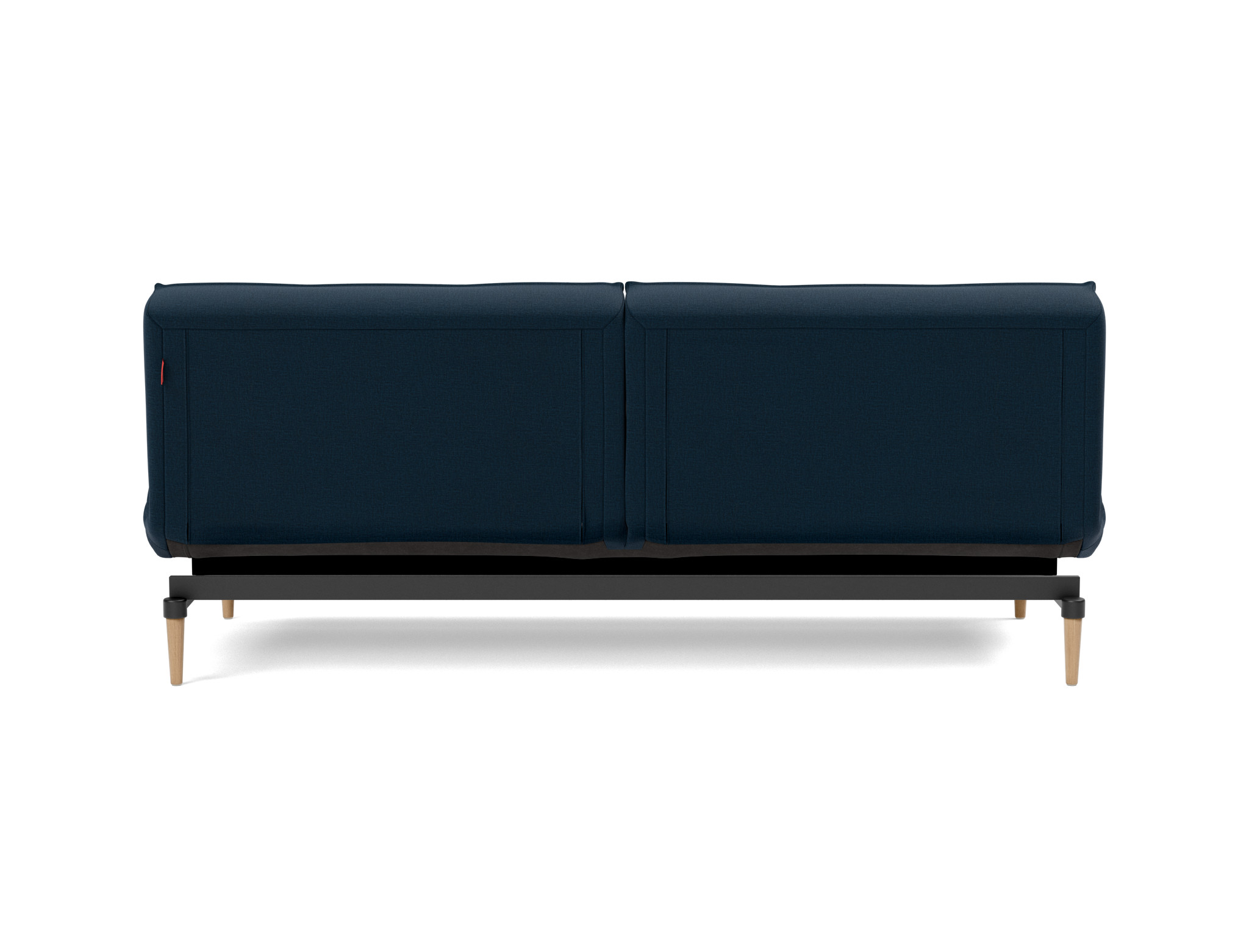 Schlafsofa Splitback Flachgewebe Mixed Dance 528-Blue Beine Styletto Eiche hell