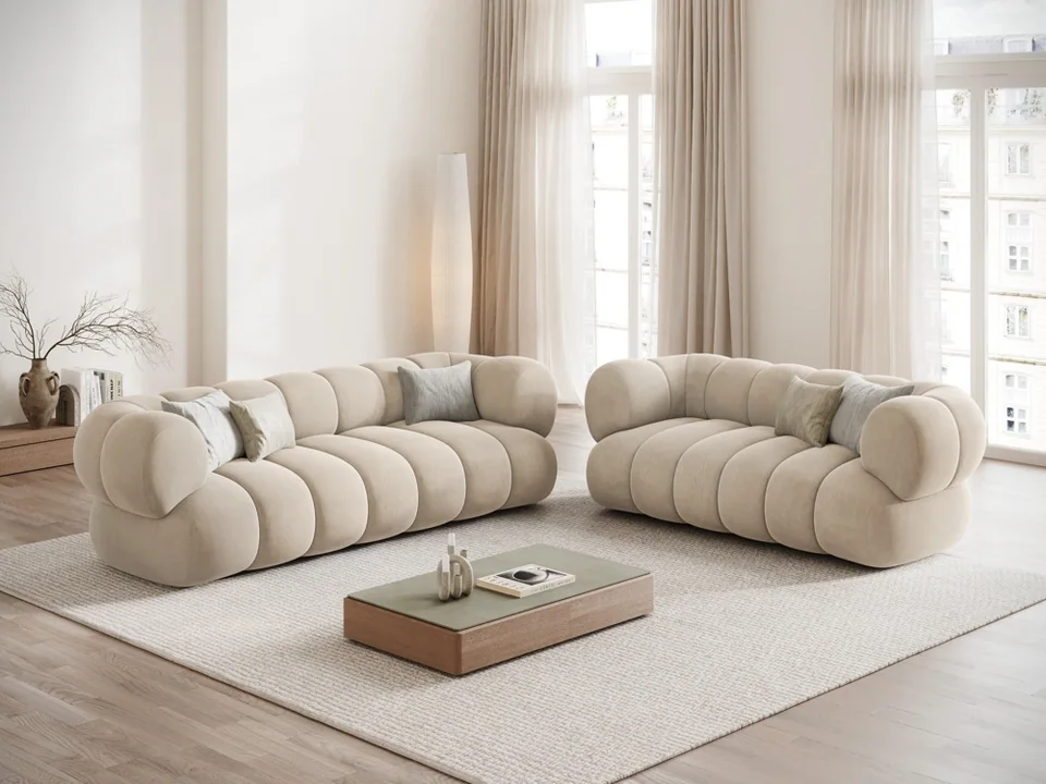 Cosmopolitan Design Sofa Koge 2-Sitzer Samt Vogue Helles Beige