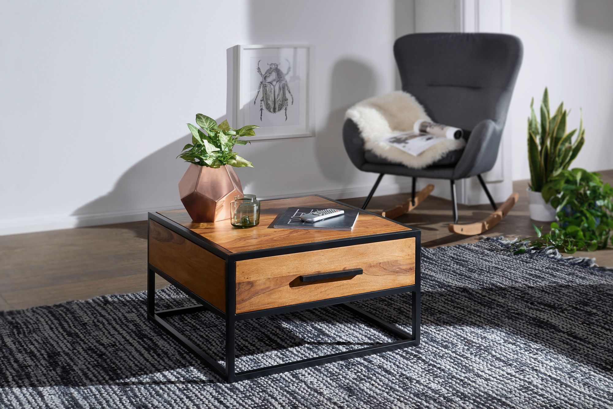 Couchtisch Brovst Sheesham Massivholz 65 × 65 × 38 cm