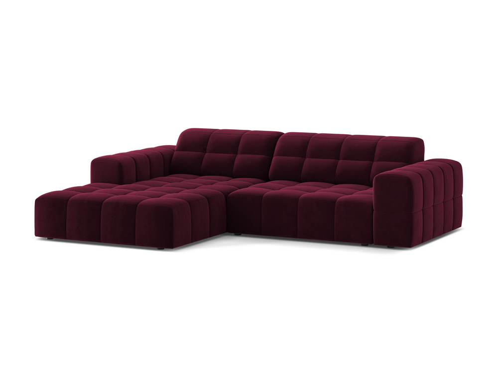 Cosmopolitan Design Ecksofa Chicago 3-Sitzer Samt Venus Burgunder Links