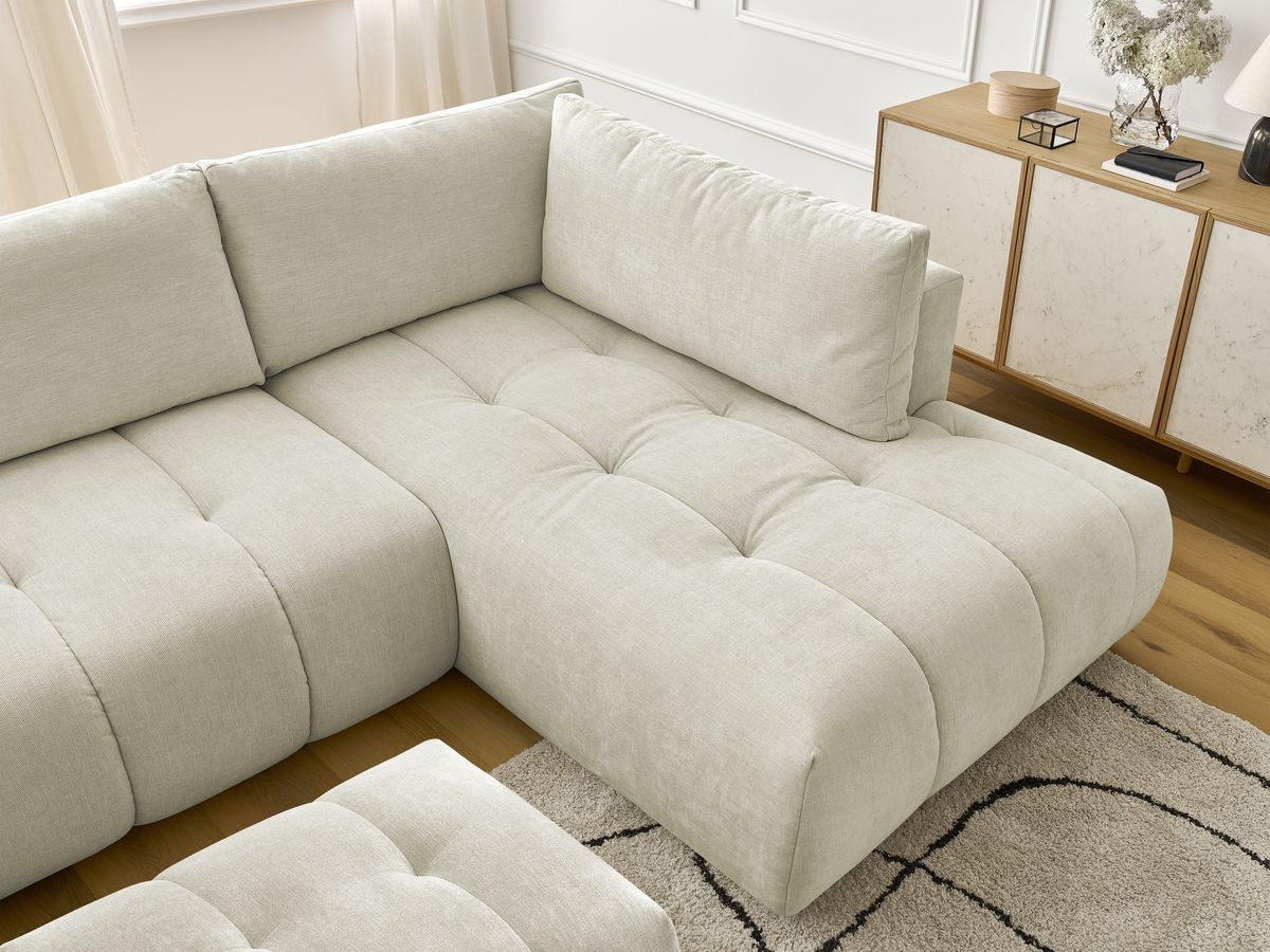 Bobochic Fuji Wohnlandschaft mit Pouf Stoff Beige Ecke links